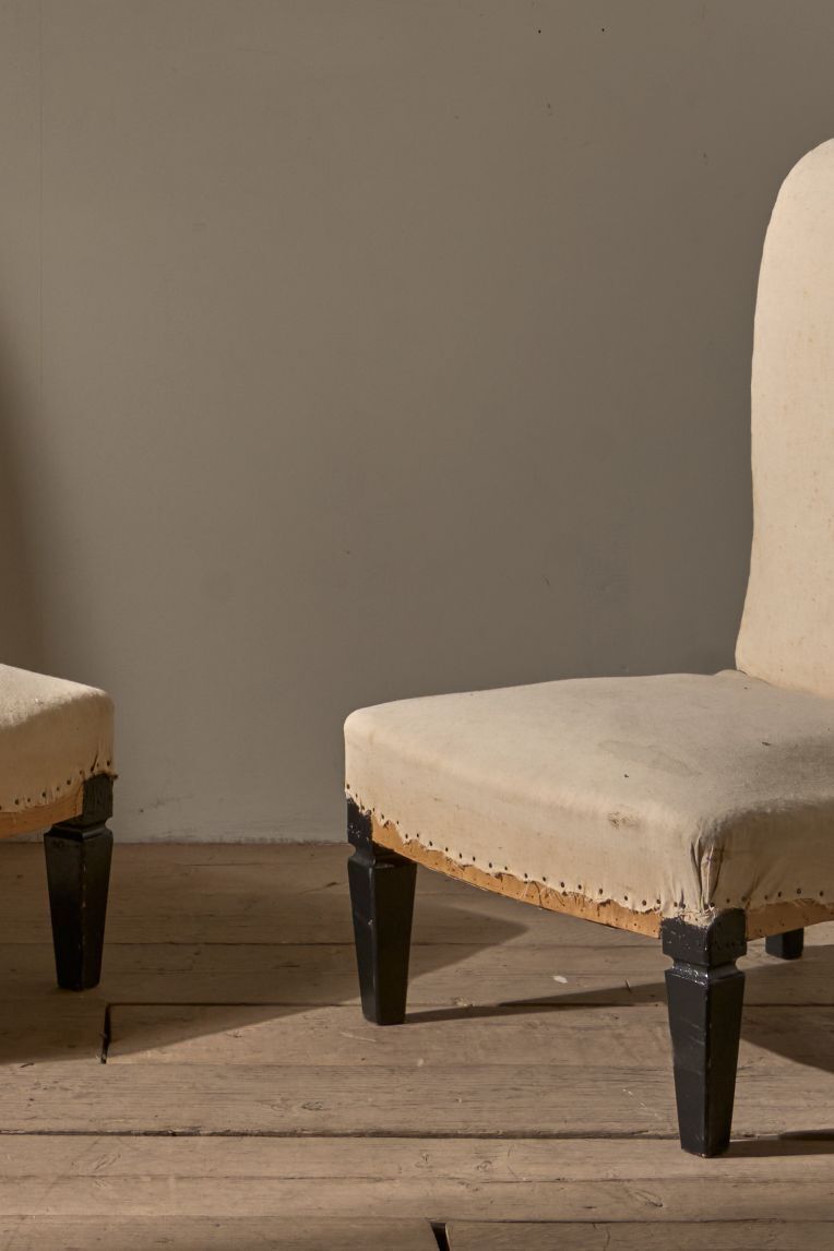 Pair Of Art Deco Scroll Back Slipper Chairs photo furniture