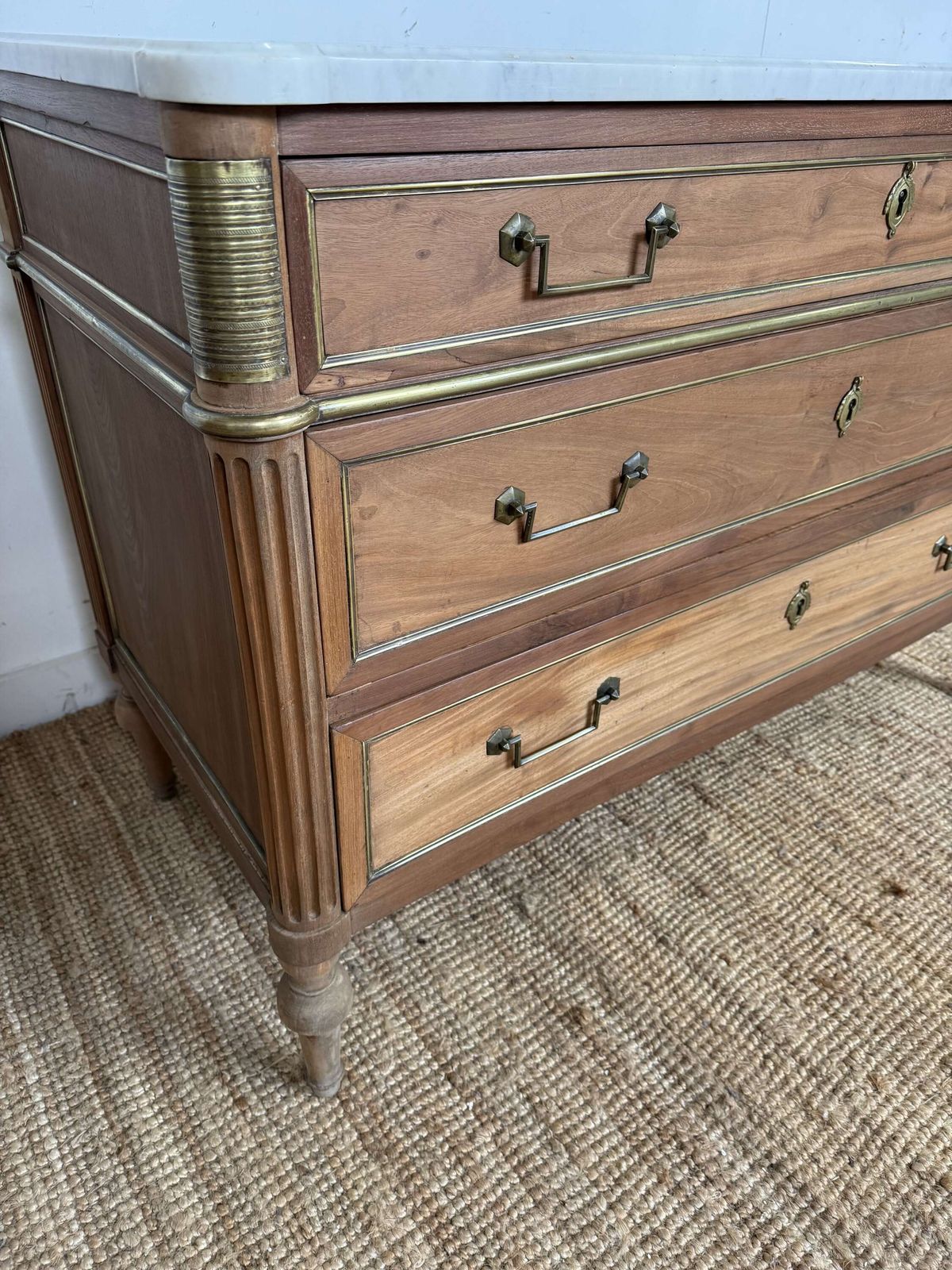 Louis XVI Style Scrubbed Mahogany Commode  Chest Of Drawers photo vintage