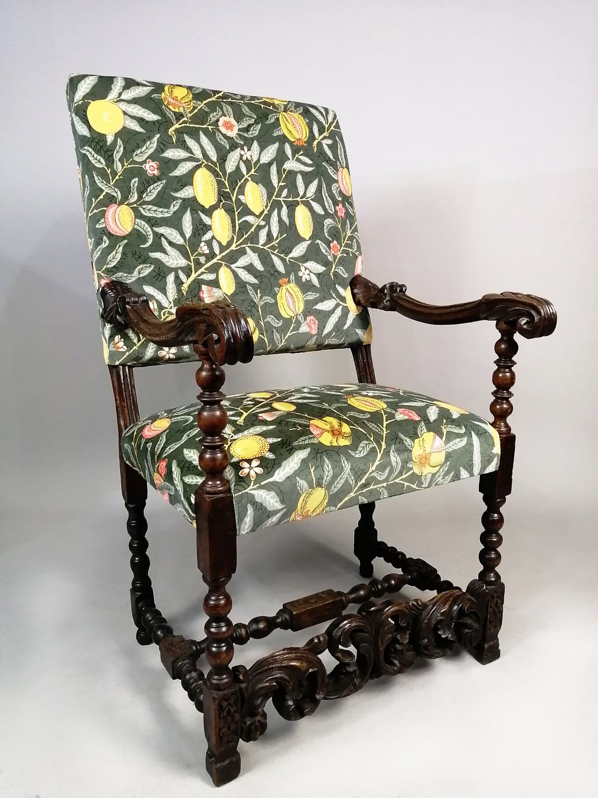 Large And Beautiful Carolean Solid Walnut Armchair C. 1670 photo furniture