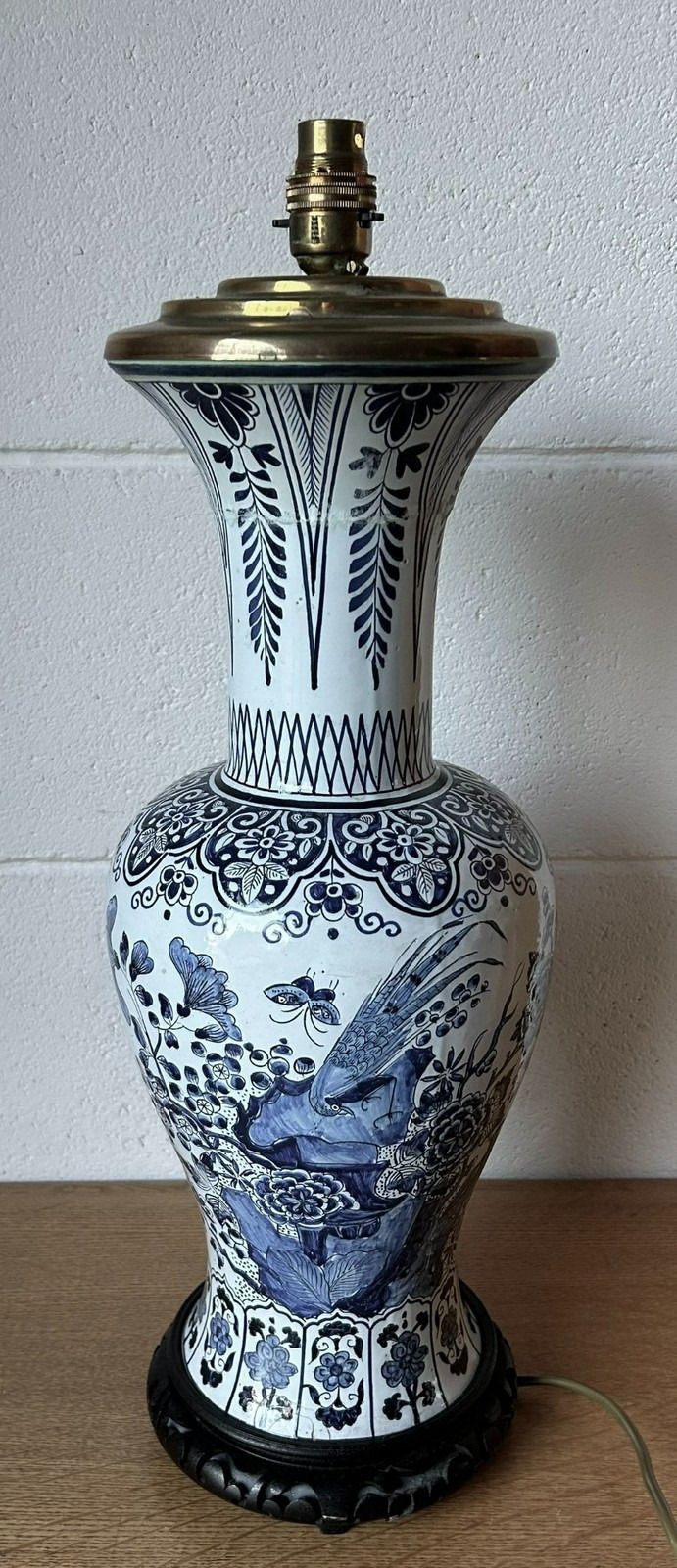 photo for sale Chinese Oriental Vintage Hand Painted Lamp Hand Painted Blue & White Lamp