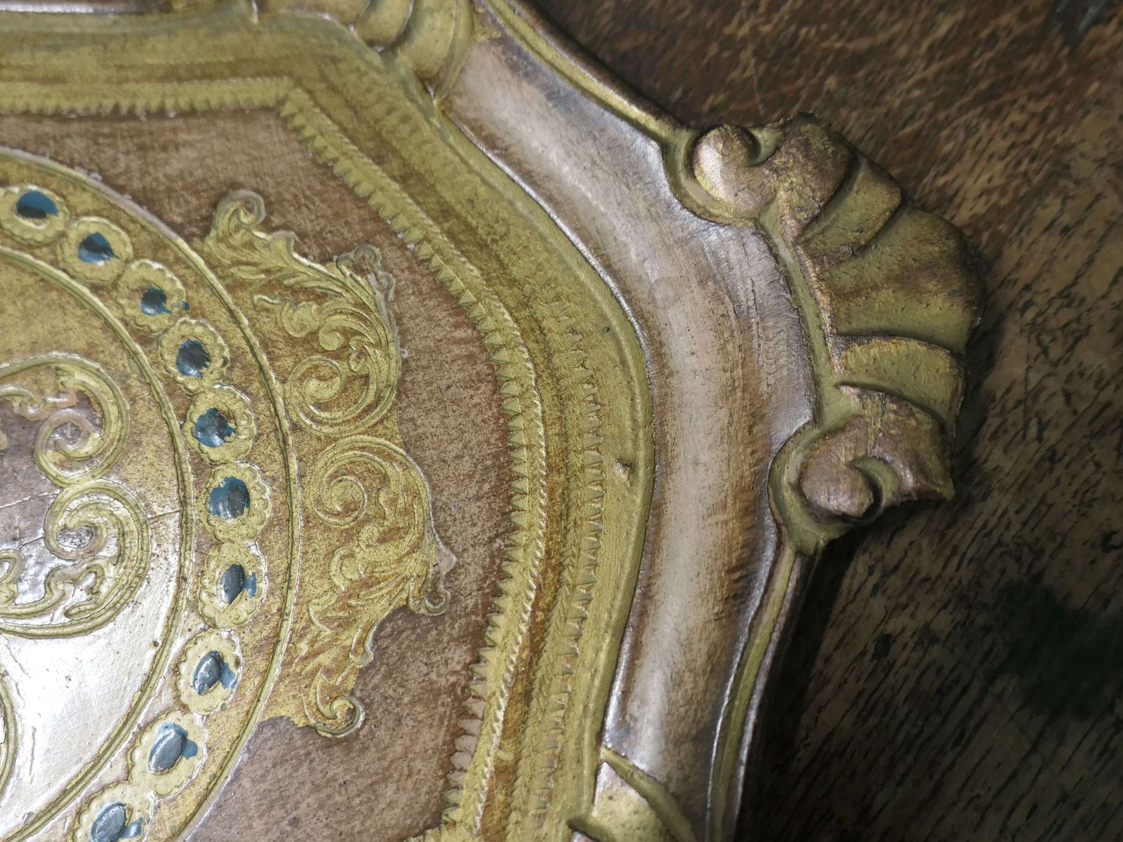 Decorative Carved And Gold Painted Italian Sideboard Tray A Very Attractive Piece photo for sale
