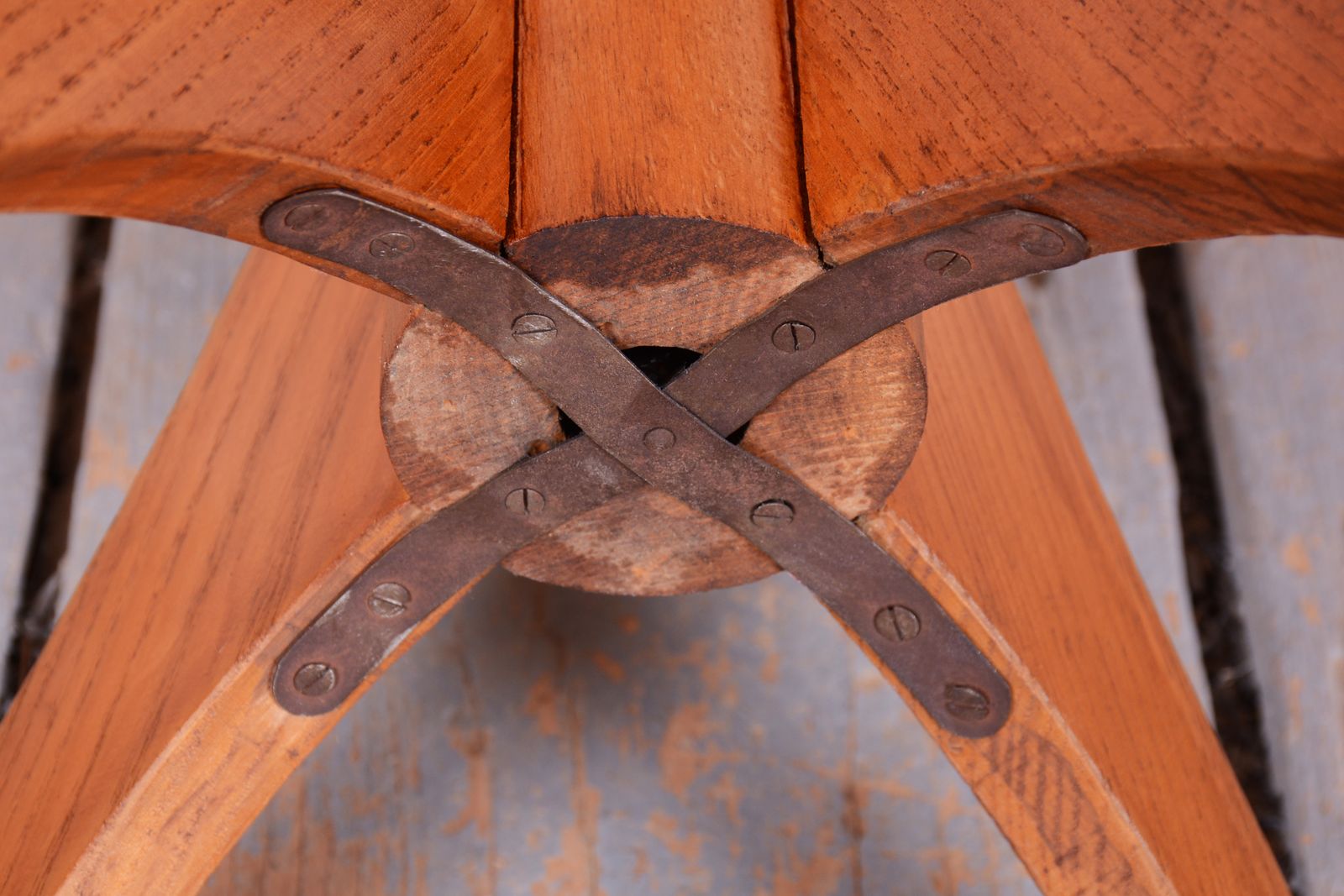 Original Mid Century Swivel Piano Stool, Beech, Steel, Repolished, Czech, 1950s photo vinterior