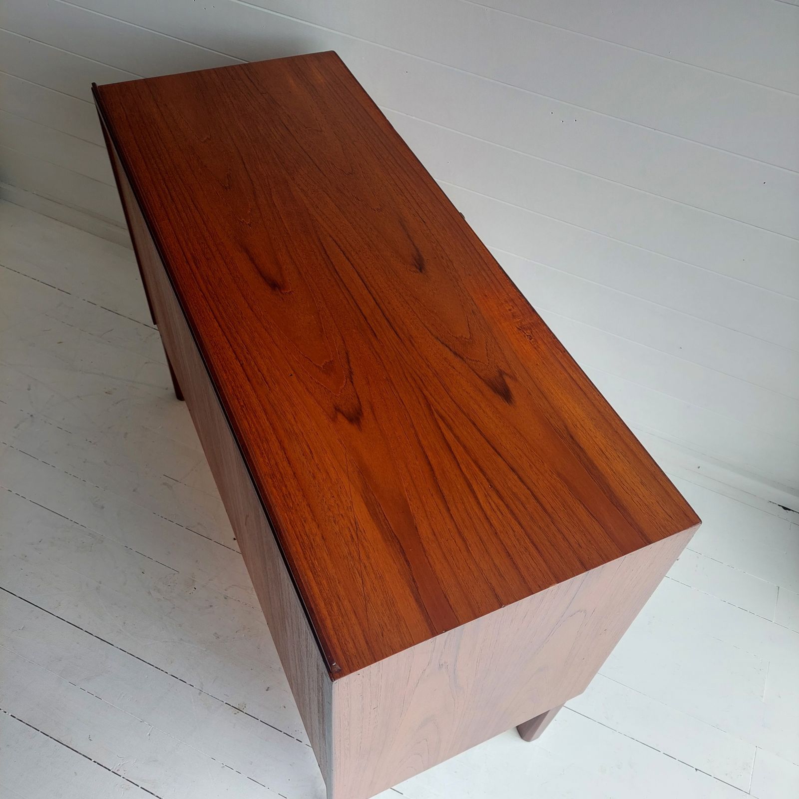 photo vintage Mid Century Teak Sideboard Tambour Shutter 2 Door Cabinet, Denmark 60s 70s
