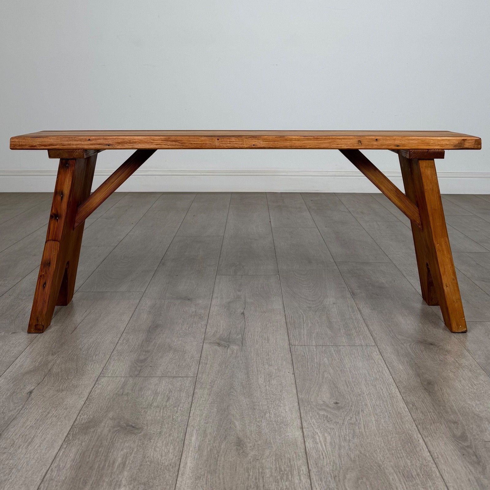 Antique 20th Century Small Good Quality Pitch Pine Bench ( Af 5874 ) photo Furniture