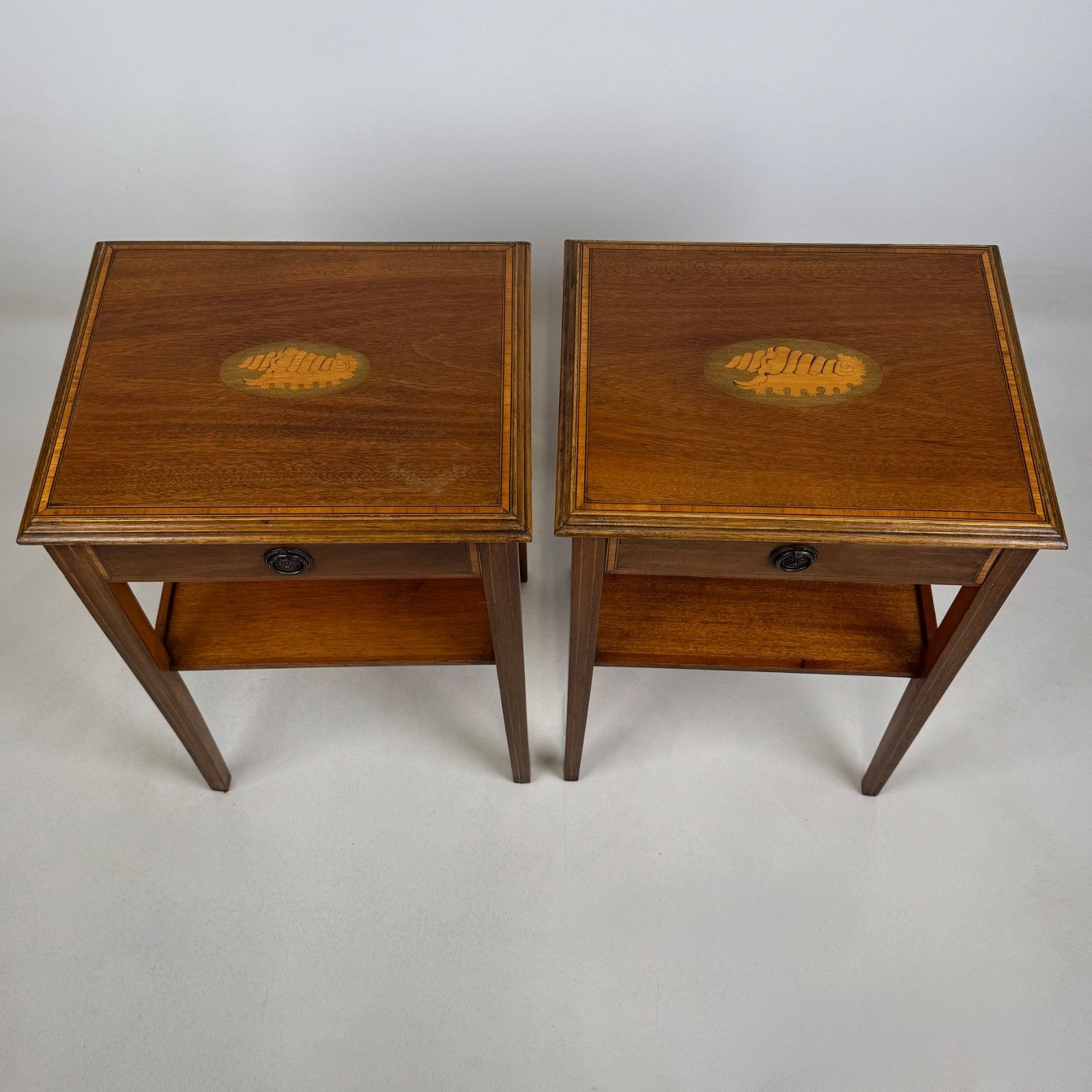 685.0 Antique 20th Century Pair Of Bedside Cabinets In Mahogany ( Af 5896 ) photo