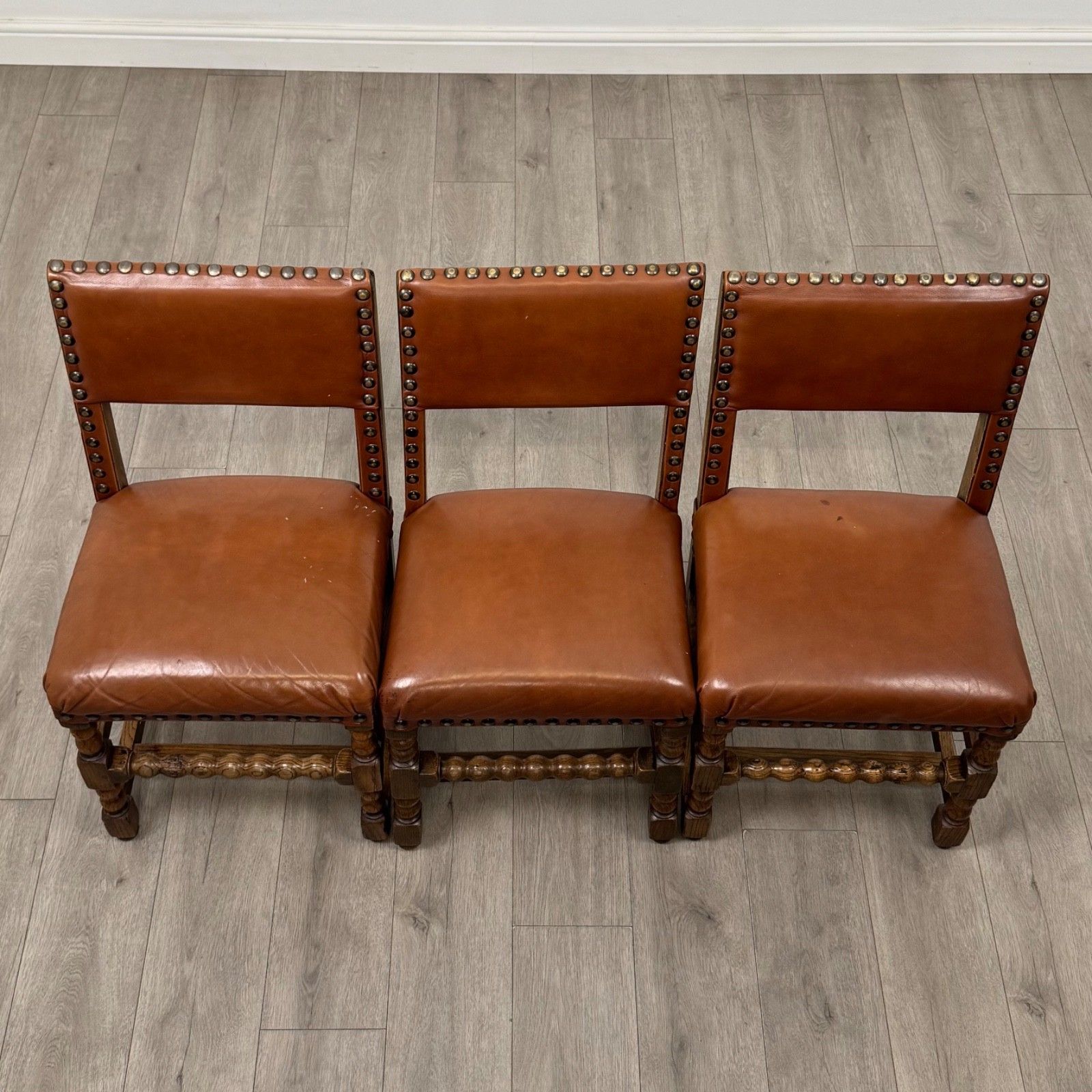 Antique 20th Century Edwardian Set Of 6 Dining Chairs In Oak ( Af 5910 ) photo vintage