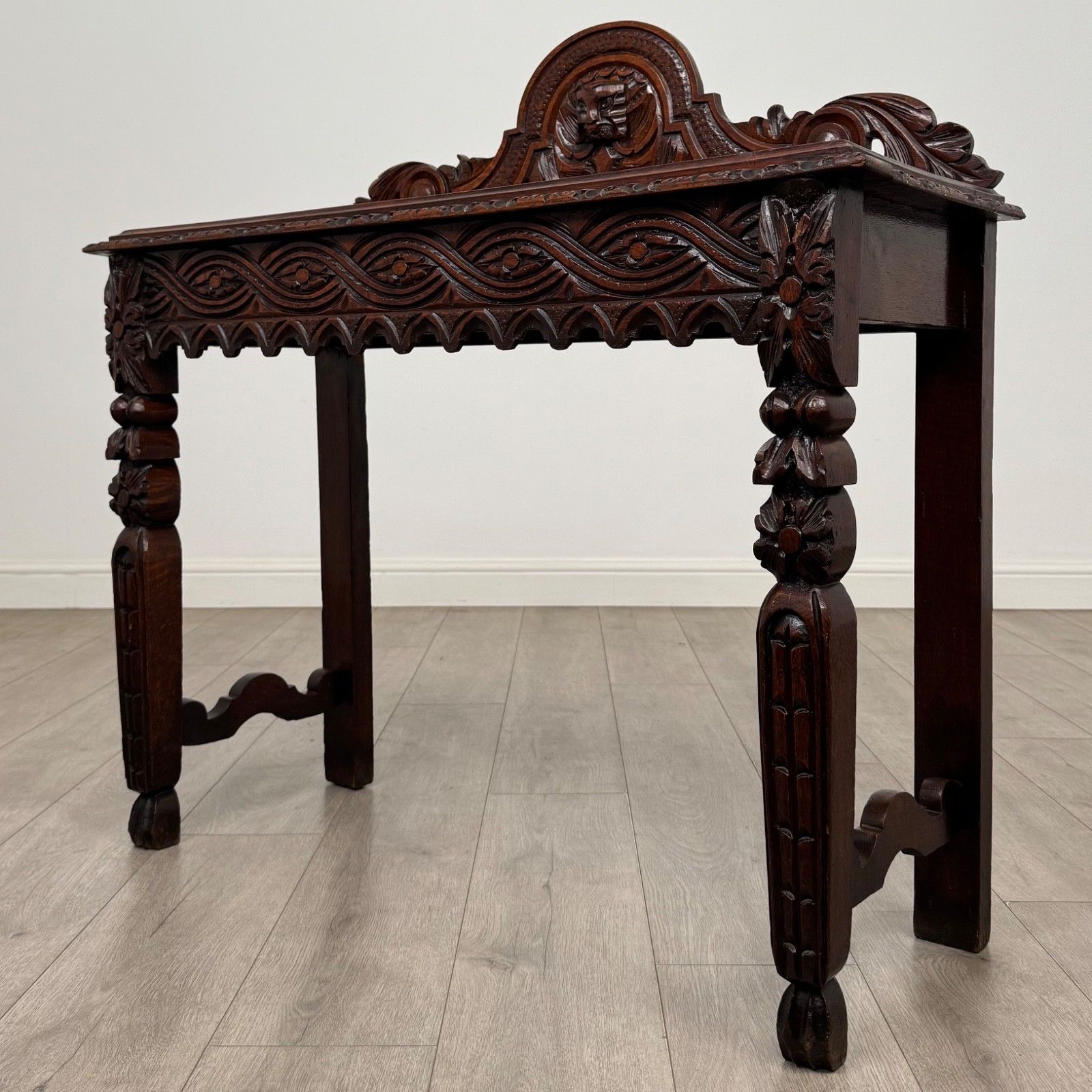 Antique 19th Century Carved Oak Victorian Side Table ( Af 5888 ) photo furniture