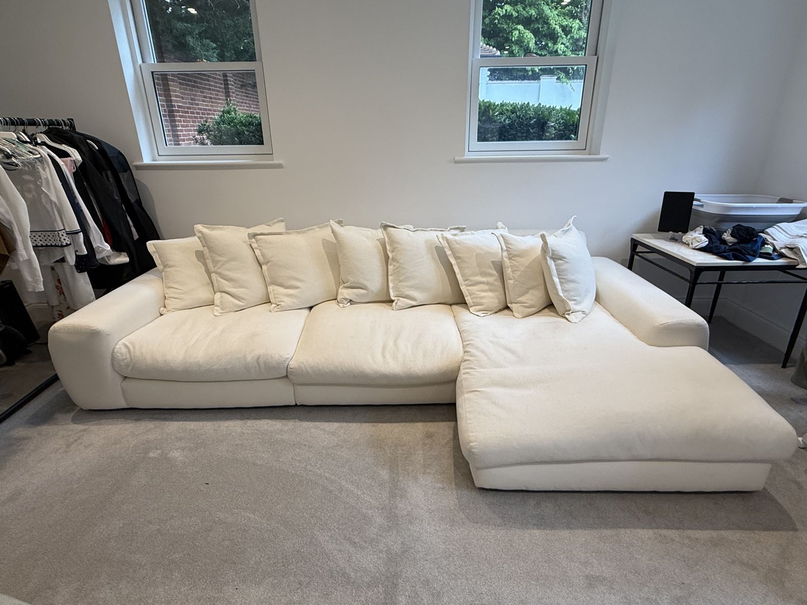 Upholstered White Modular Shape Sofa photo Furniture