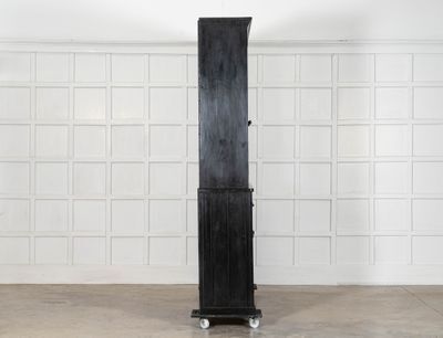Large 19thc English Ebonised Pine Glazed Dresser photo vintage