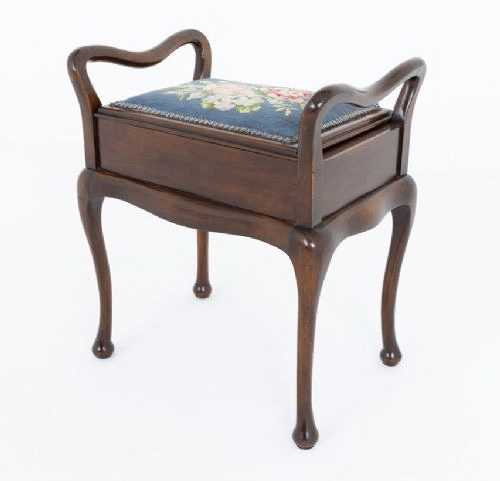 Period Edwardian Piano Stool Mahogany Seat 1900