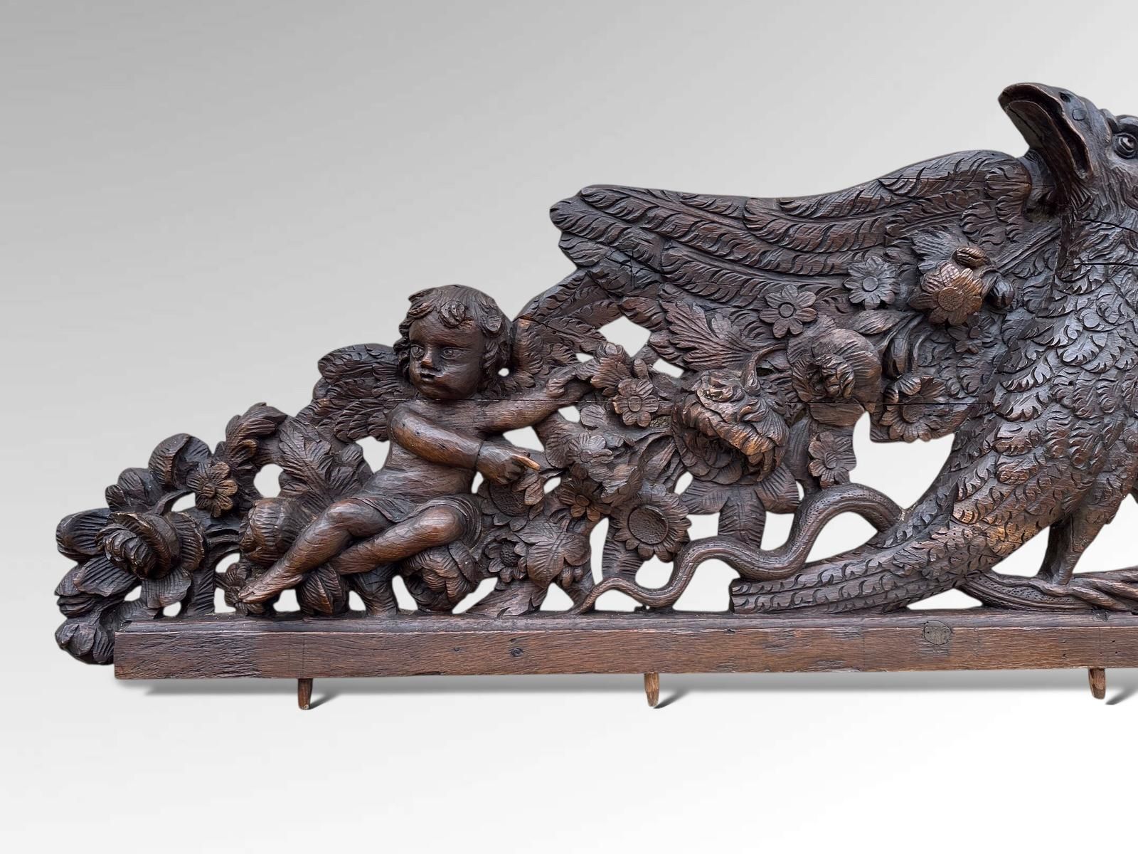 French Carved Pediment Heraldic Eagle Architectural Wall Art photo vinterior