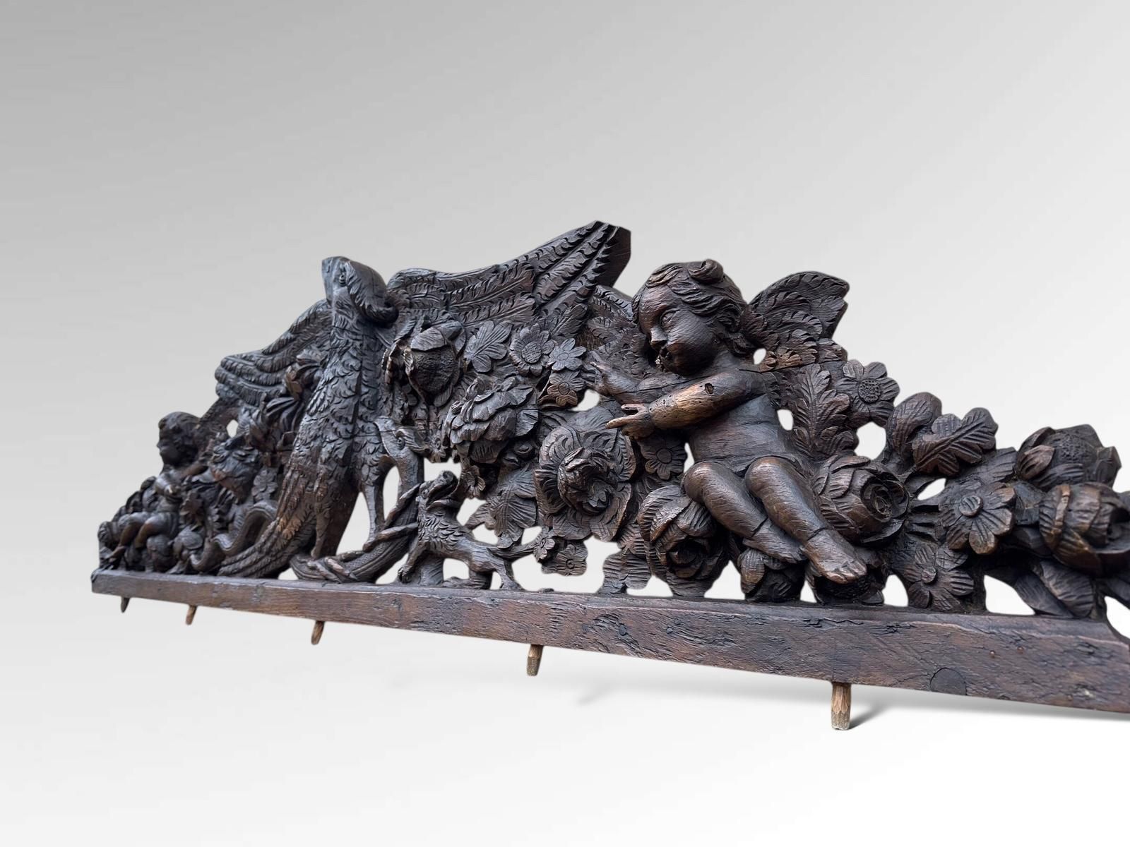 French Carved Pediment Heraldic Eagle Architectural Wall Art photo vintage