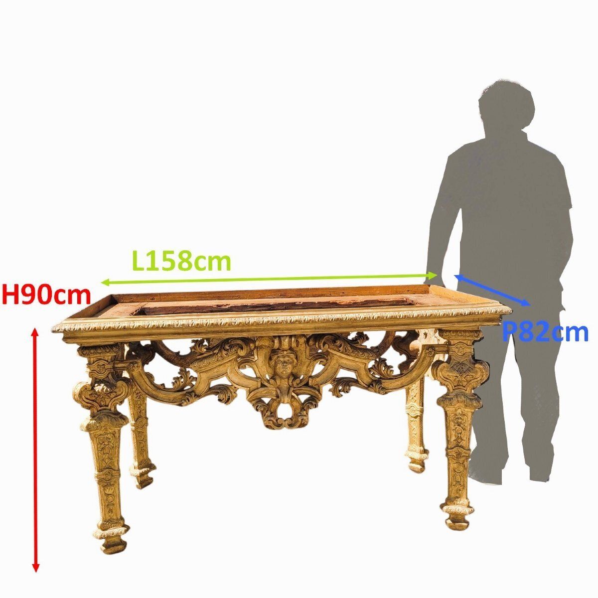 Grande table centrale, L. 158 cm, Piémont, époque Louis XIV photo for sale