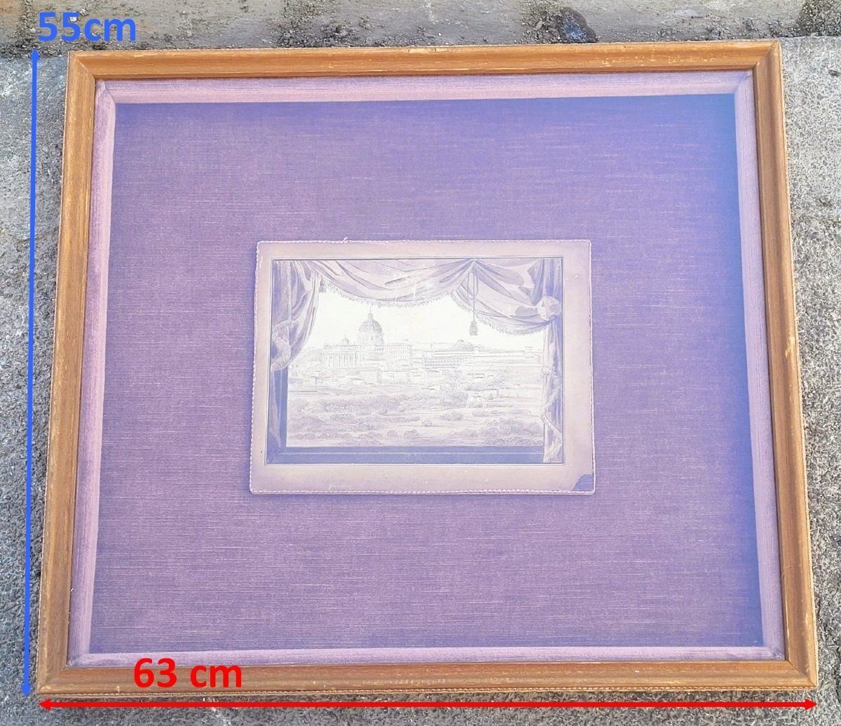 photo for sale Suite de 3 vues de Rome, dessins encadrés, signature illisible, début du XIXe siècle