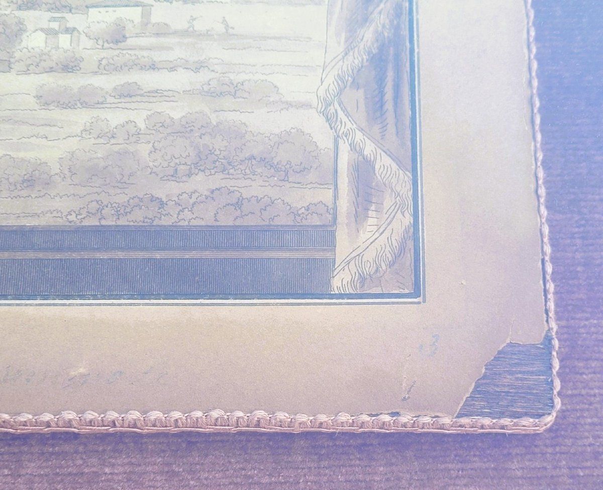 2800.0 Suite de 3 vues de Rome, dessins encadrés, signature illisible, début du XIXe siècle photo