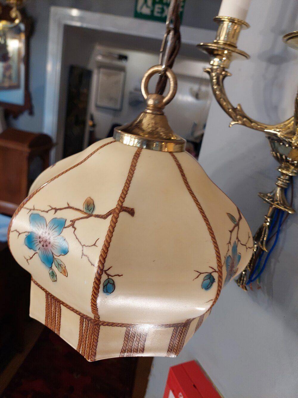 1920's Hand Painted Glass Shade photo 280.0