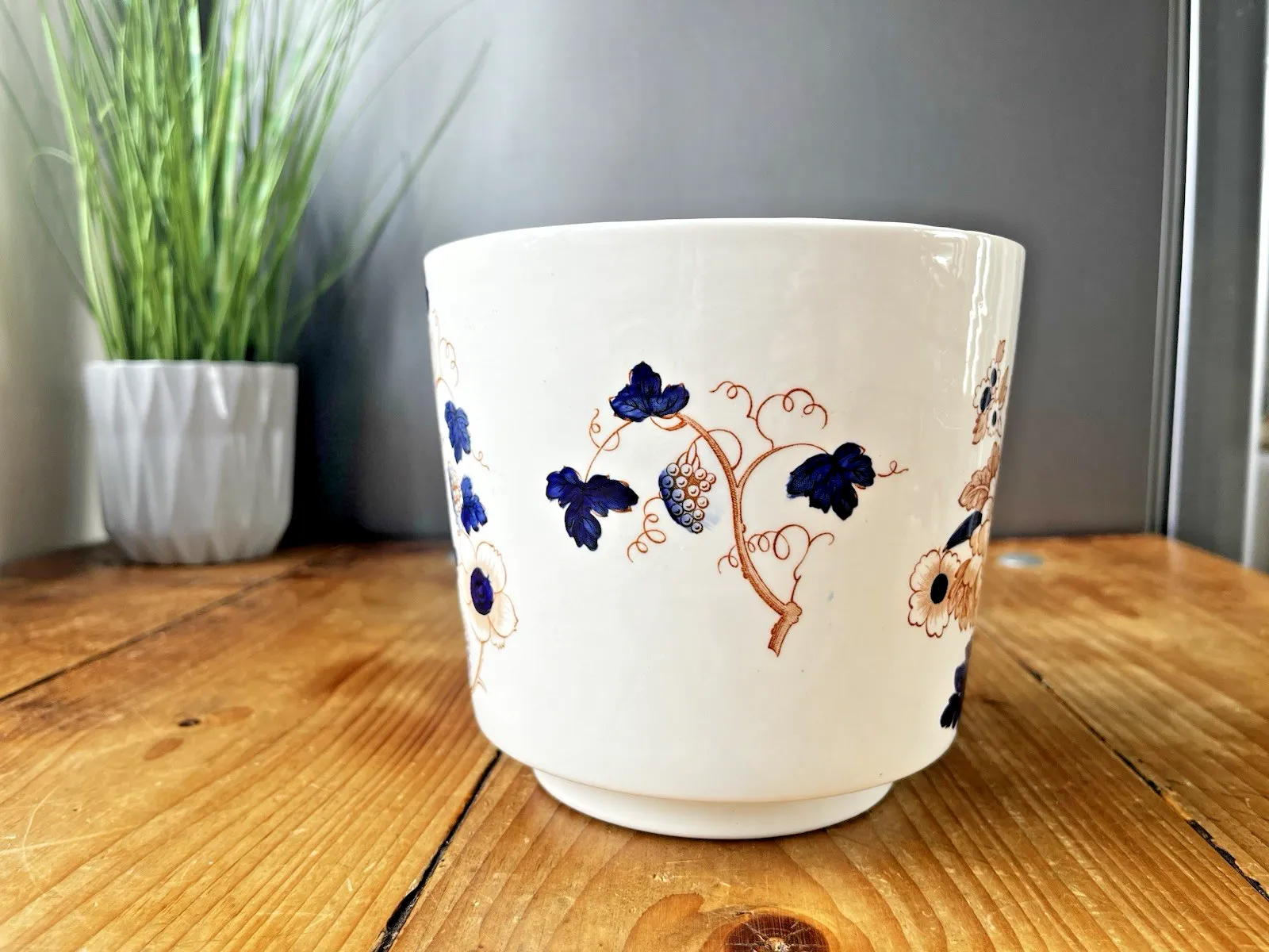 Vintage Enoch Wedgwood Pottery Old Castle English Imari Style Planter Plant Pot photo vinterior