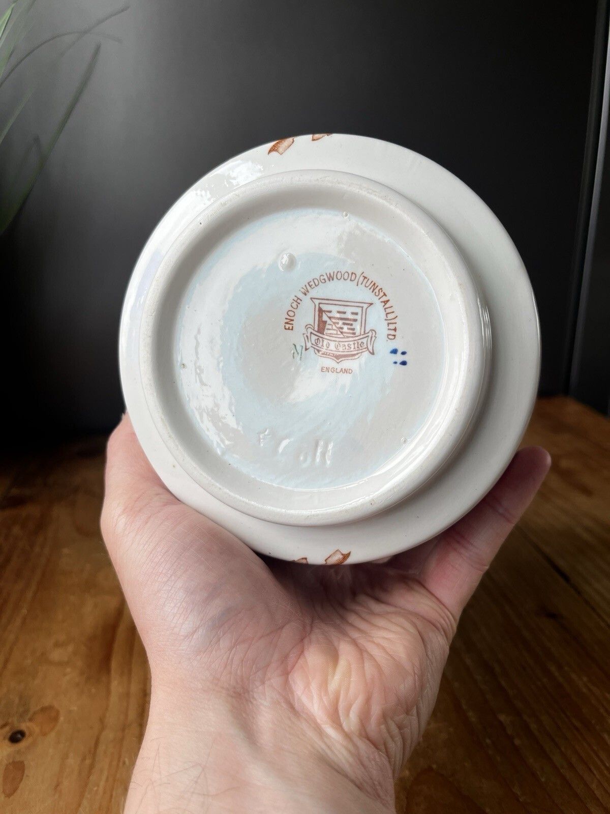 photo vinterior Vintage Enoch Wedgwood Pottery Old Castle English Imari Style Planter Plant Pot