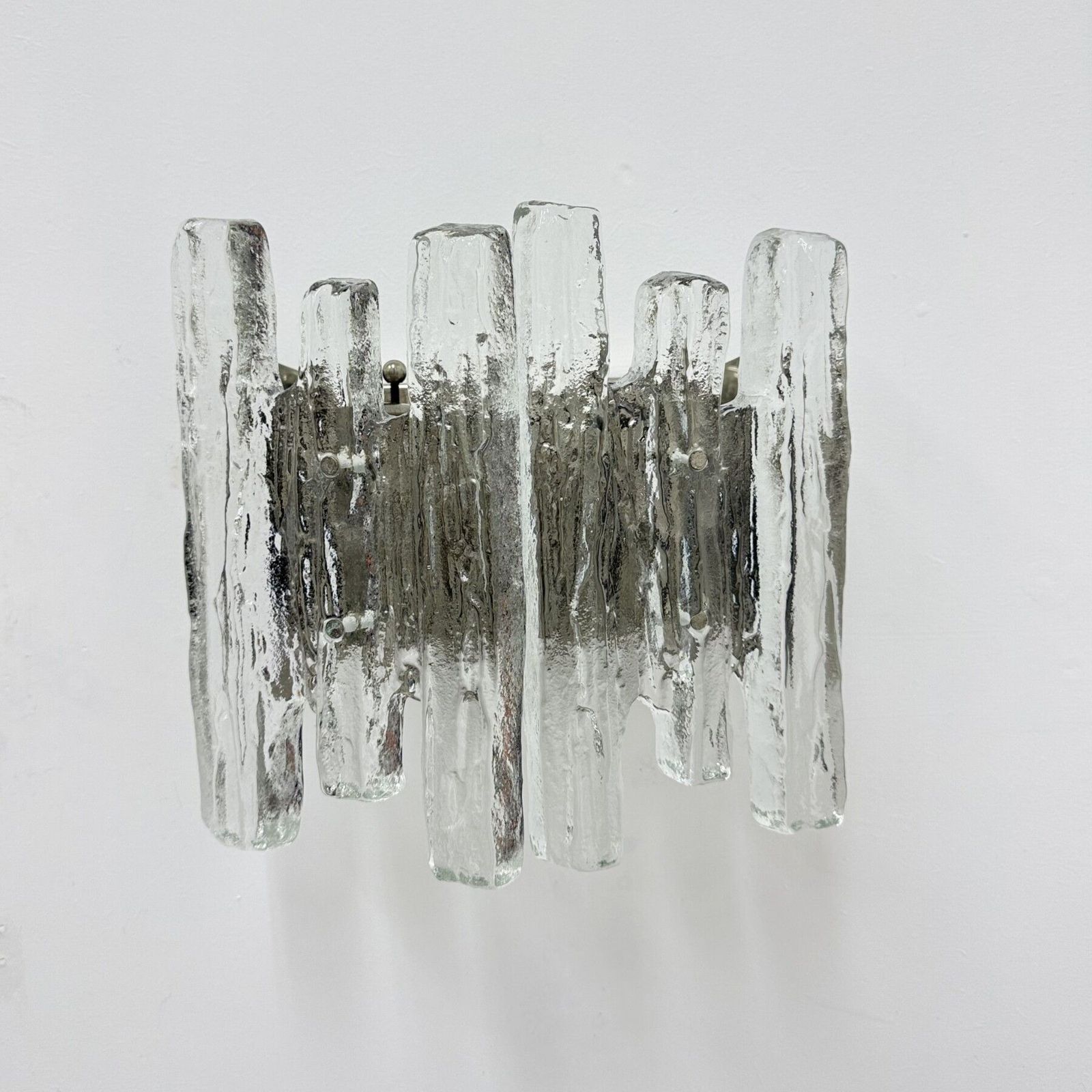 Wall Sconce Ice Glass And Metal By J.T. Kalmar For Kalmar, 60s photo for sale