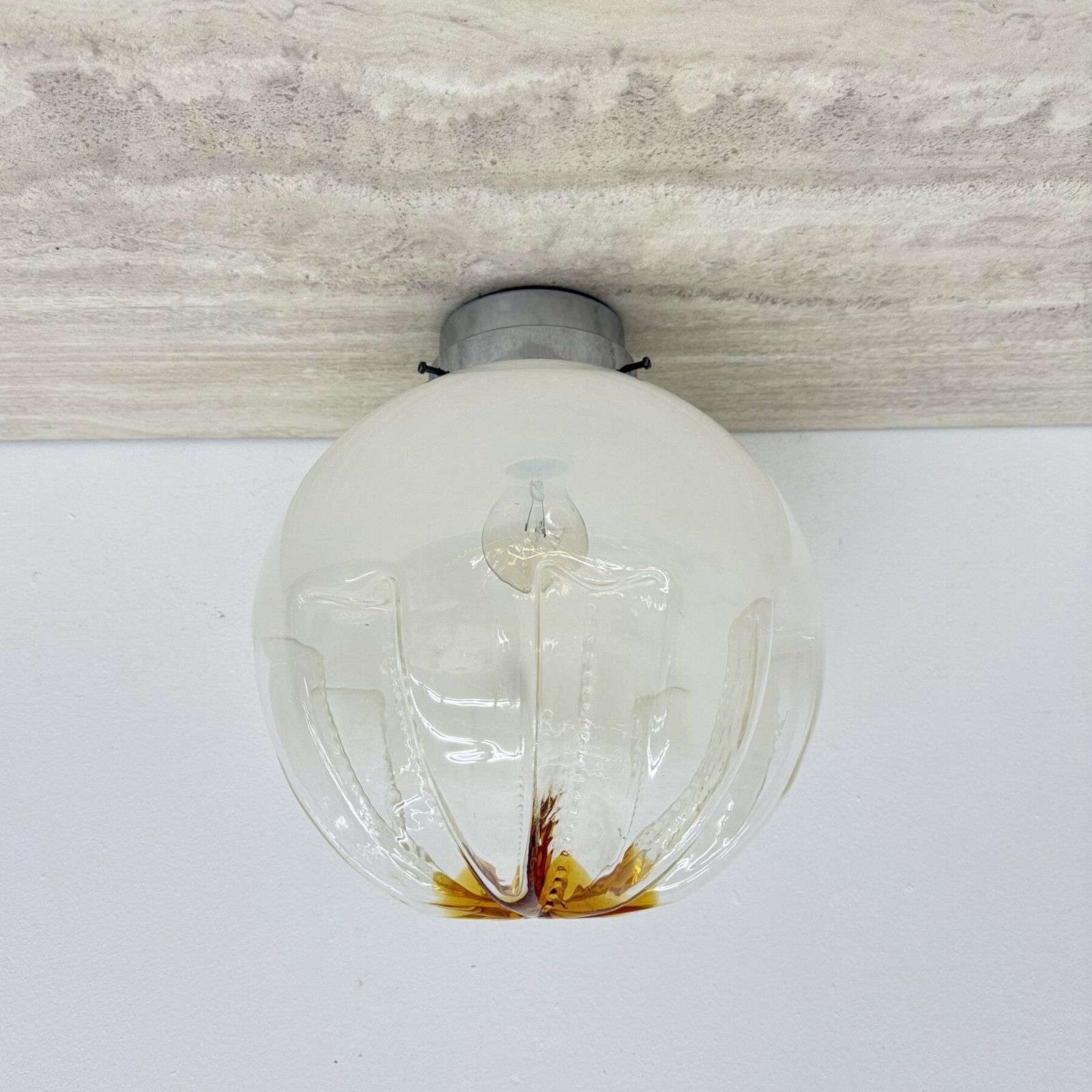 Mid Century Mazzega Glass Ceiling Lamp , 1970s photo vintage