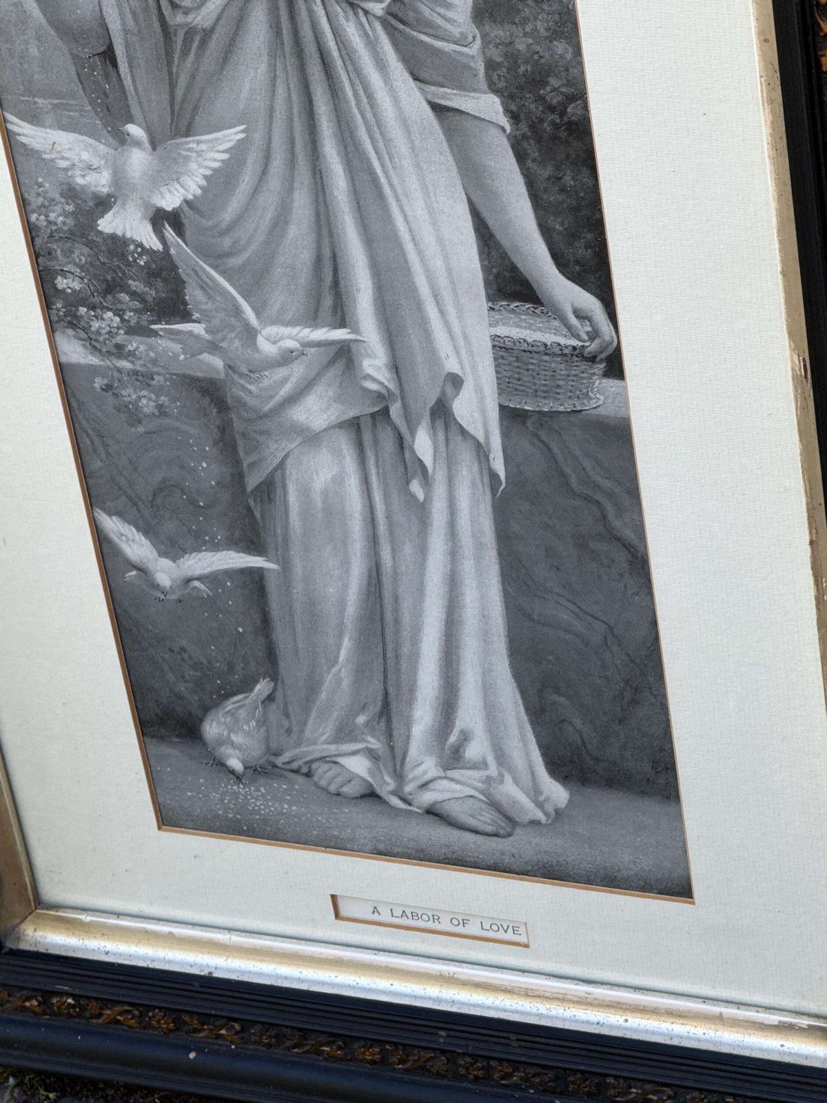 Pair Victorian Ebonised Framed Classical Lady Prints With Gilded Detail photo buy