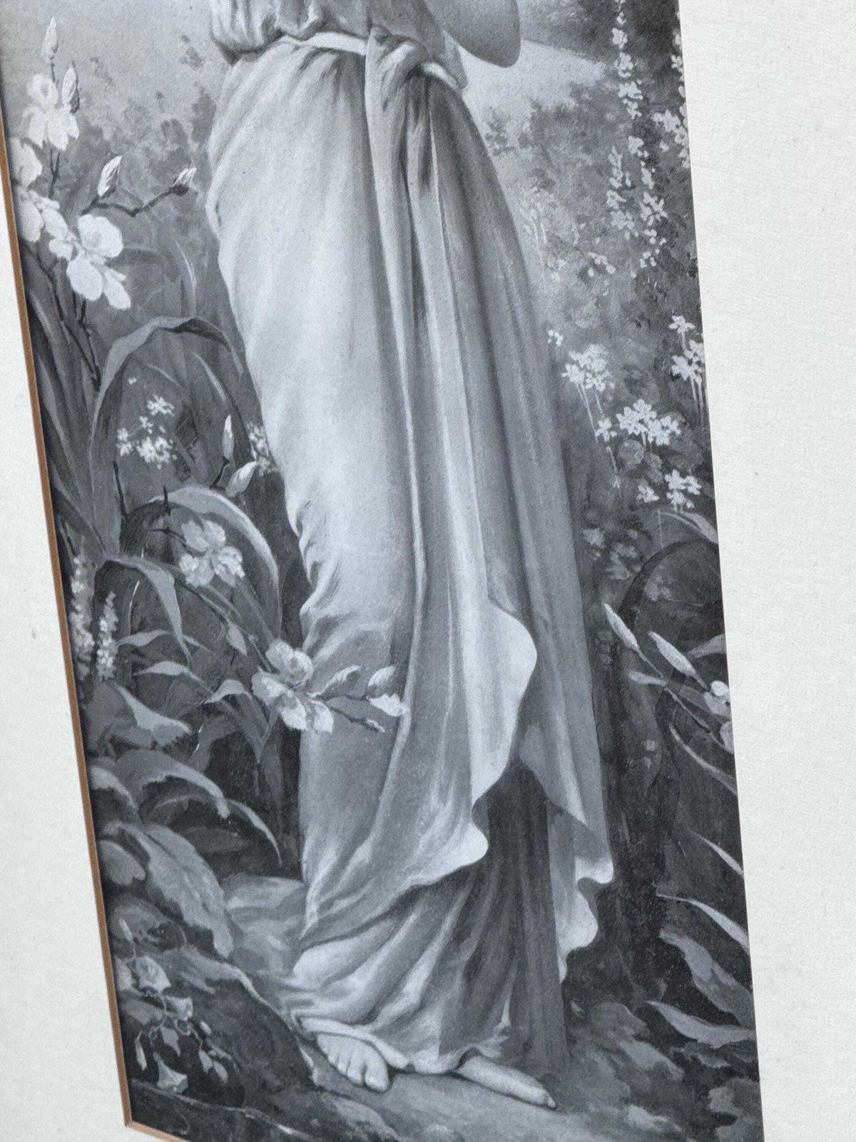 photo furniture Pair Victorian Ebonised Framed Classical Lady Prints With Gilded Detail