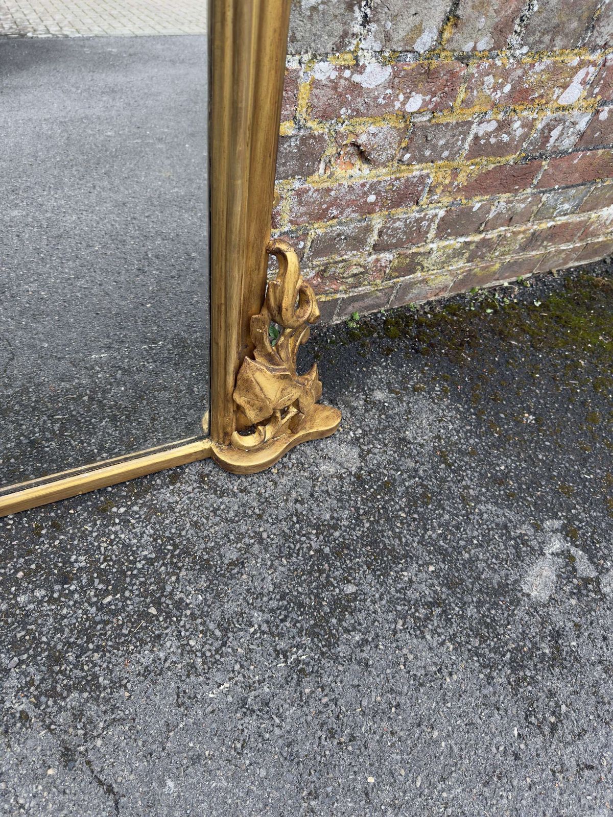 A Large Antique English 19th Century Shaped Top Gilt Overmantle Mirror, photo for sale