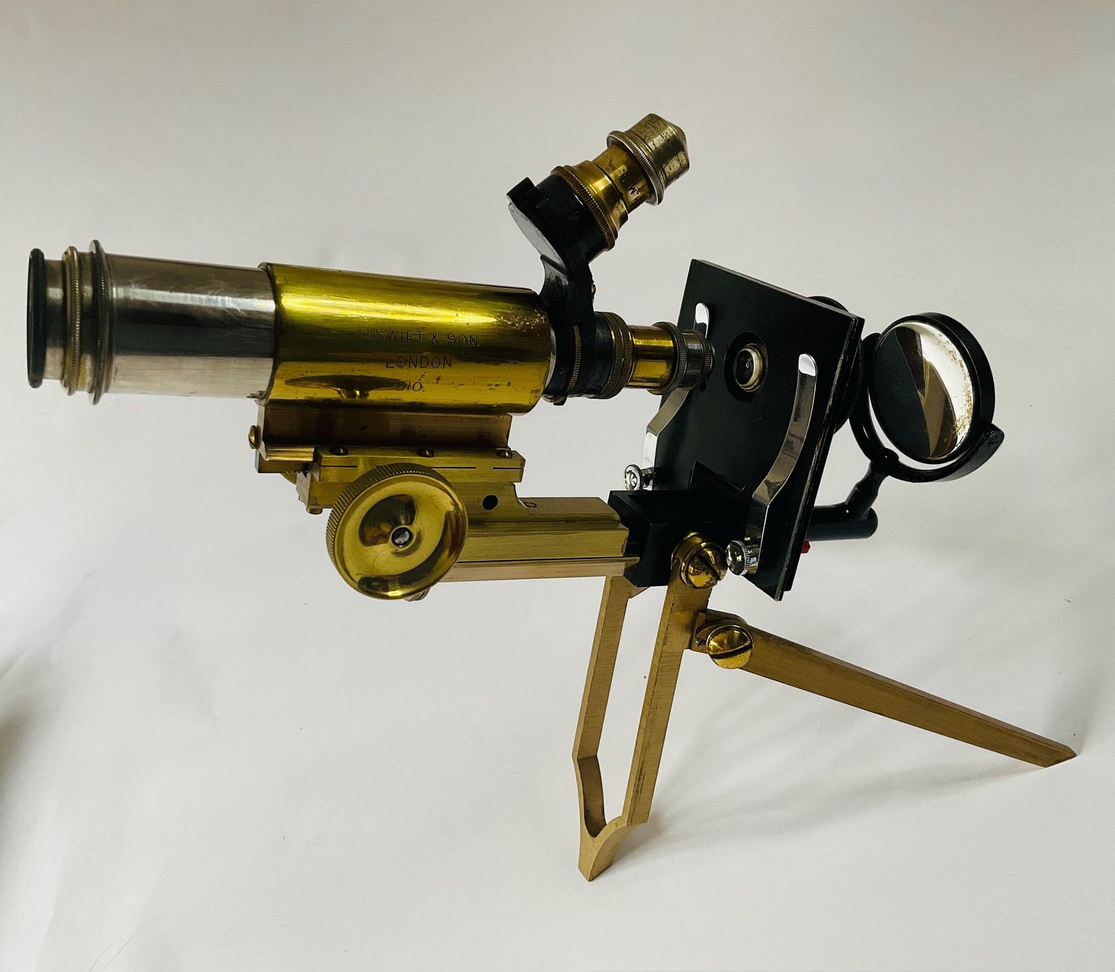 Antique J. Swift & Son London Brass Folding Travel Microscope C1880. photo for sale