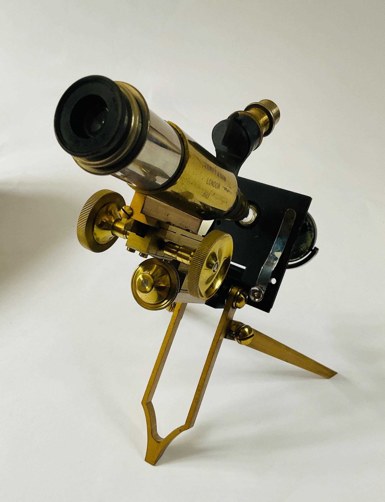 Antique J. Swift & Son London Brass Folding Travel Microscope C1880. photo vintage