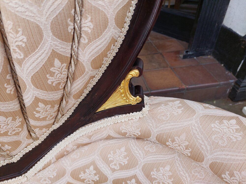 French Empire Mahogany & Gilt Bronze Mounted Chair photo for sale