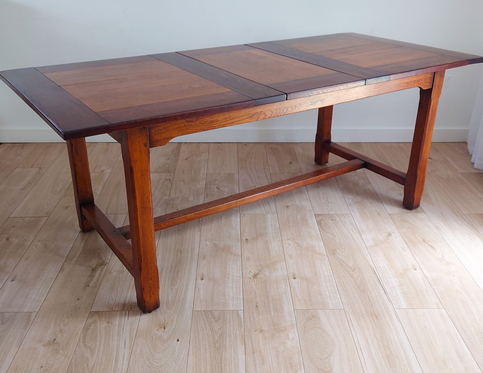 Vintage French Farmhouse Dining Set  Solid Oak Extending Table And 8 Chairs photo furniture