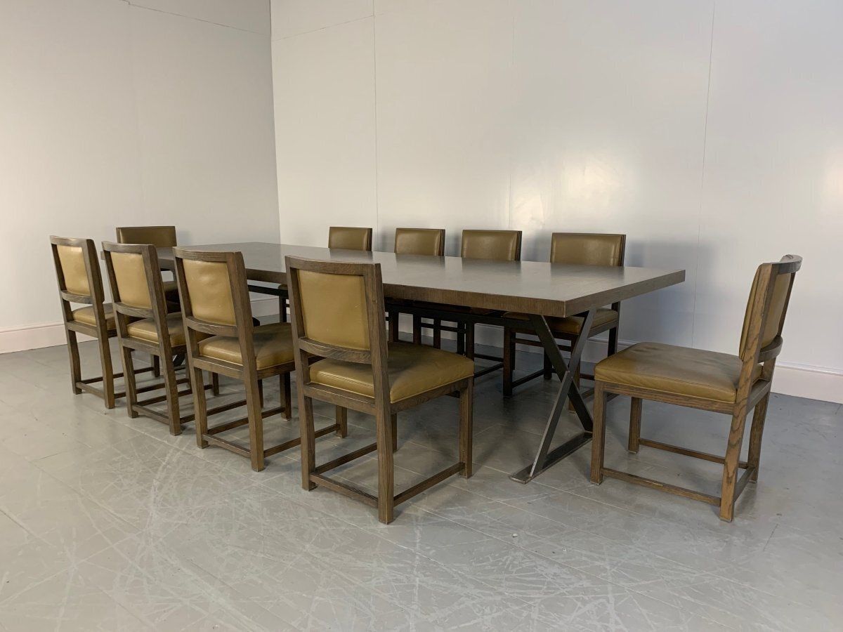 B&B Italia Max Dining Table & 10 Maxalto Dining Chairs In Grey Oak & Leather photo 9695.0