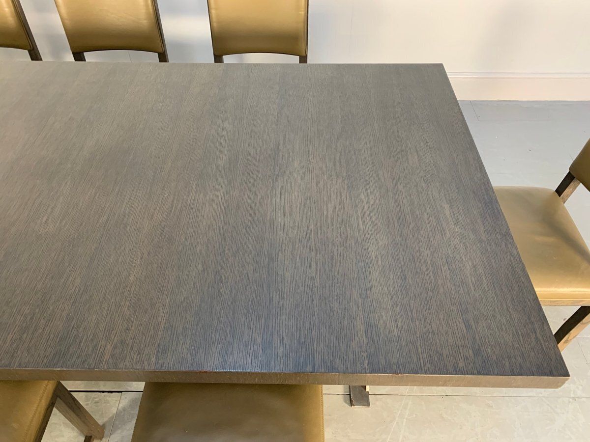 photo furniture B&B Italia Max Dining Table & 10 Maxalto Dining Chairs In Grey Oak & Leather