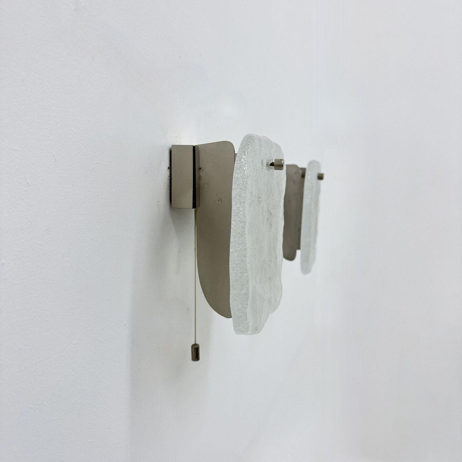 Set Of 2 J.T. Kalmar Ice Glass Wall Lamps Sconce , 1970s , Germany photo vinterior