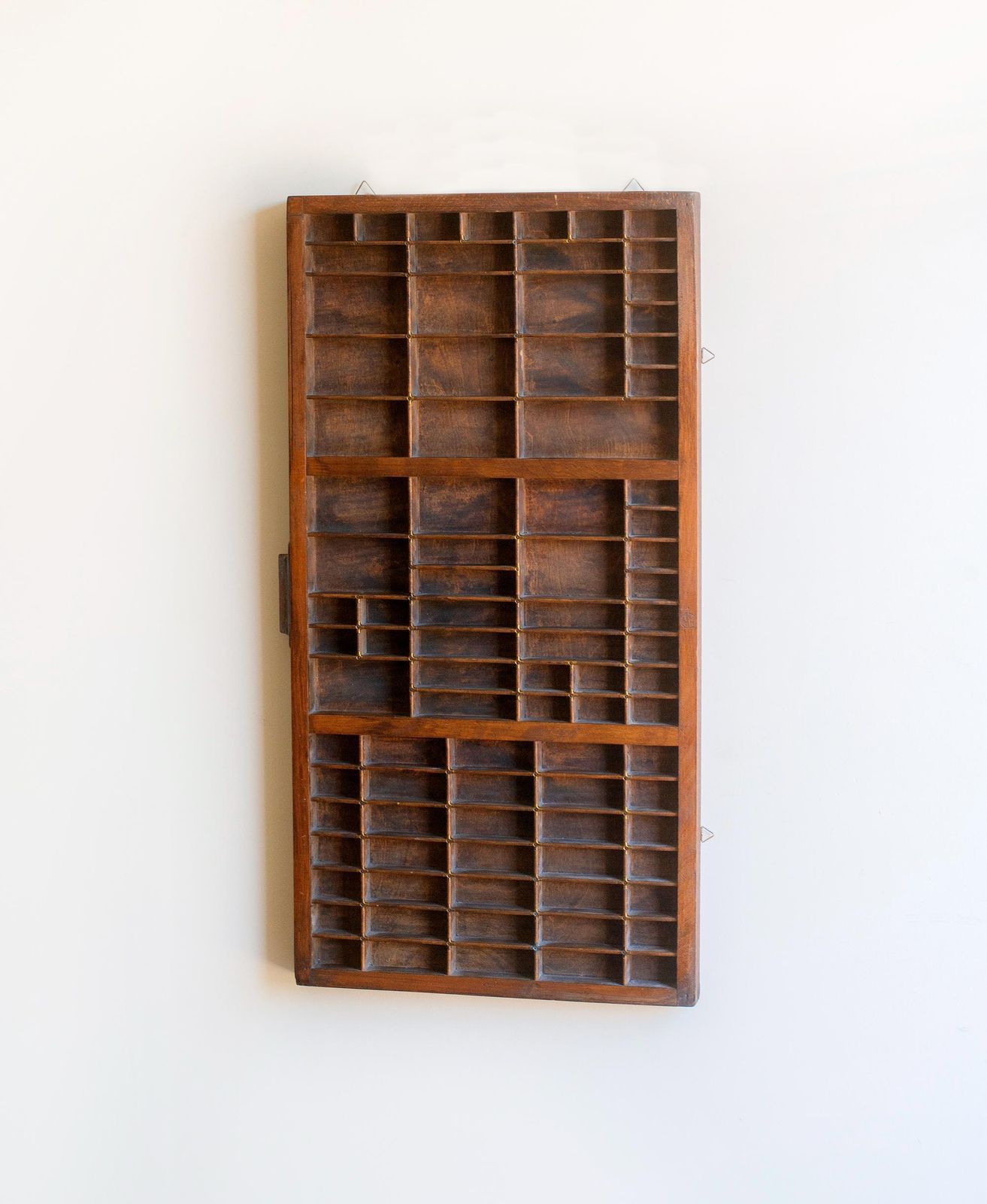 Antique Wooden Printer’s Tray   Letterpress Shadow Box   Wall Display Shelf For Miniatures And Collectibles