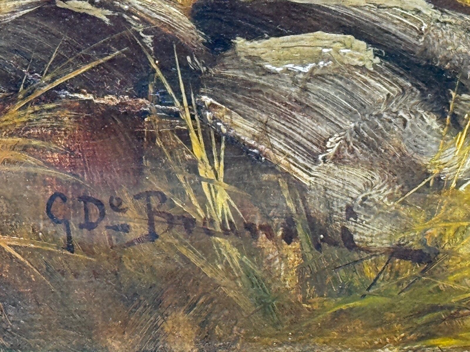 19th Century Oil Painting Longhorn Cattle West Scottish Highlands Signed By Gustave De Brianski photo vintage