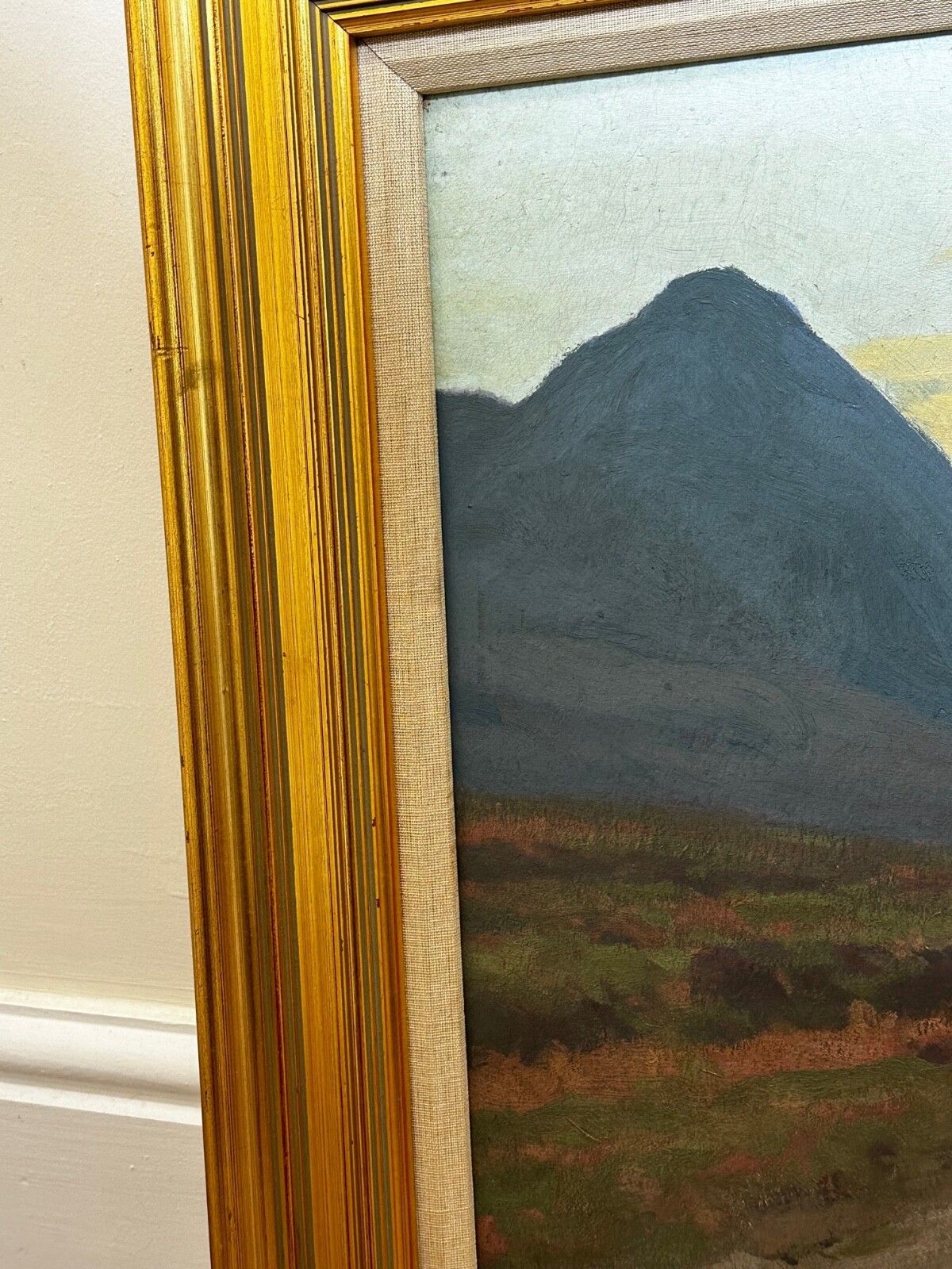 photo furniture Victoriaans landschapsschilderij in olieverf, "Evening, Glen Sannox", Schotse Hooglanden, gesigneerd door George Houston