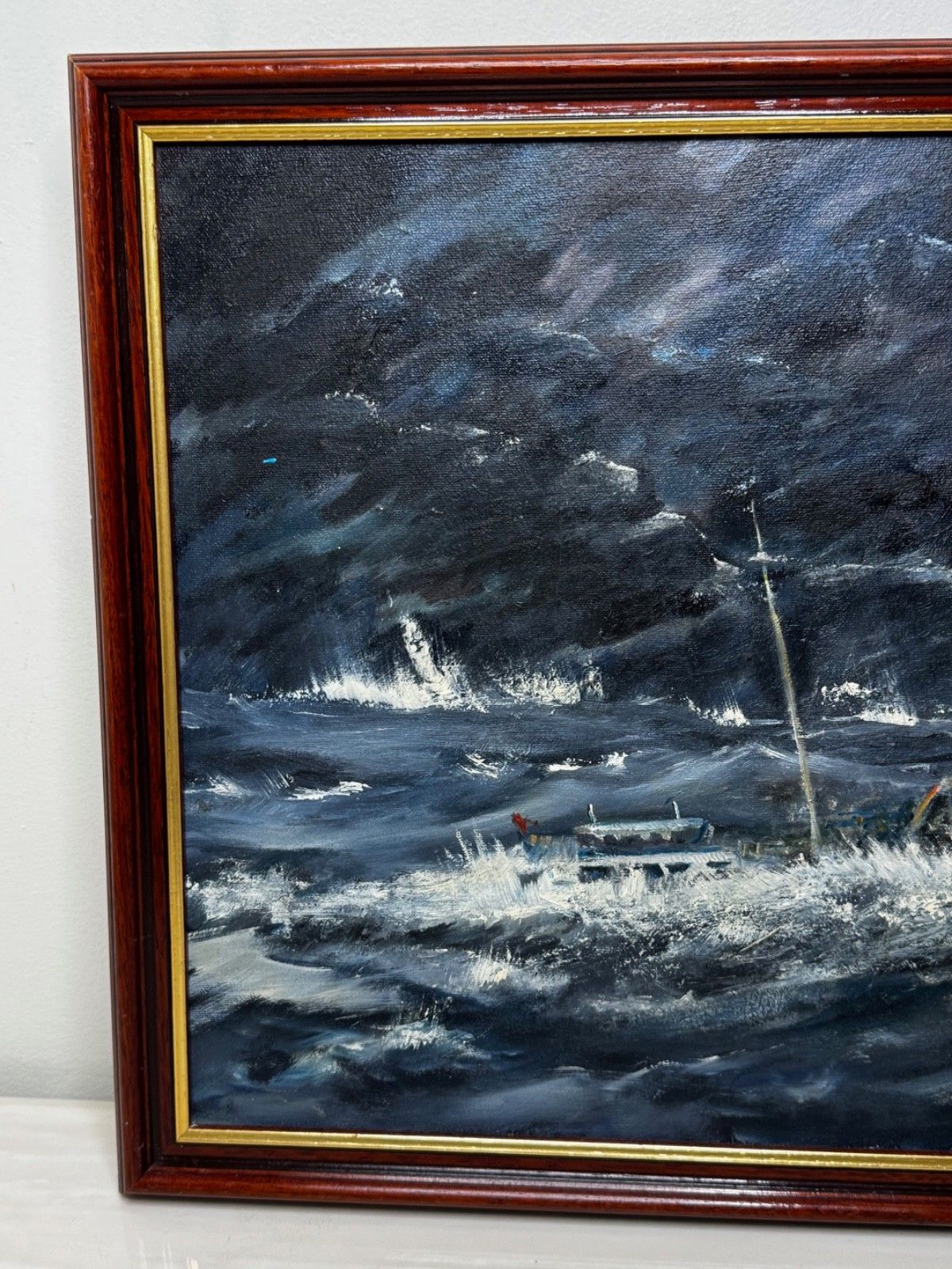20th Century Marine Oil Painting Kingston Peridot (H591) Hull Northern Fishing Co. Ltd Lost In Arctic Gale Jan 68 photo vinterior