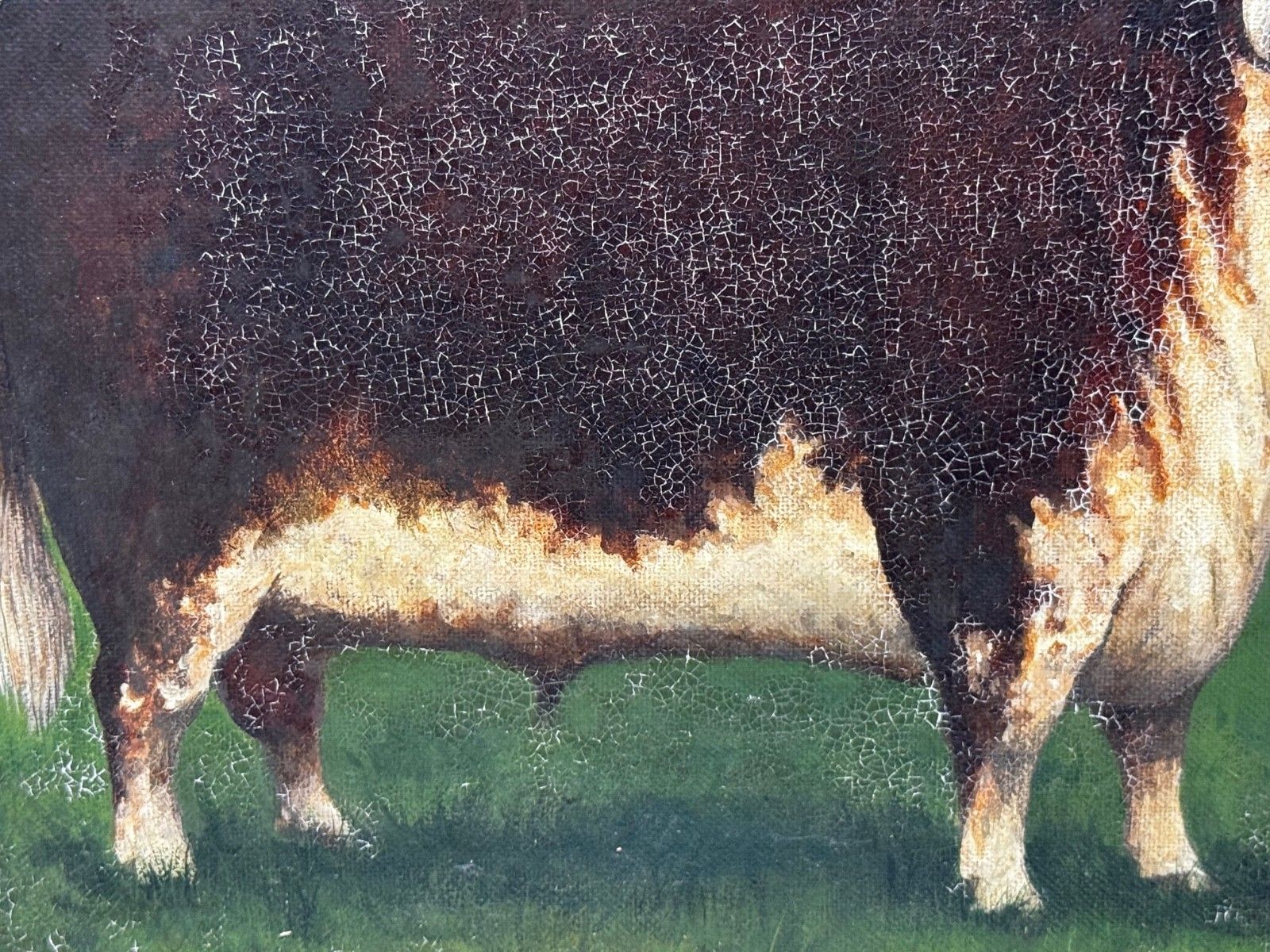 Oil Painting Prized Hereford Bull Pastoral Landscape In The Manner Of William Henry Davis photo Art