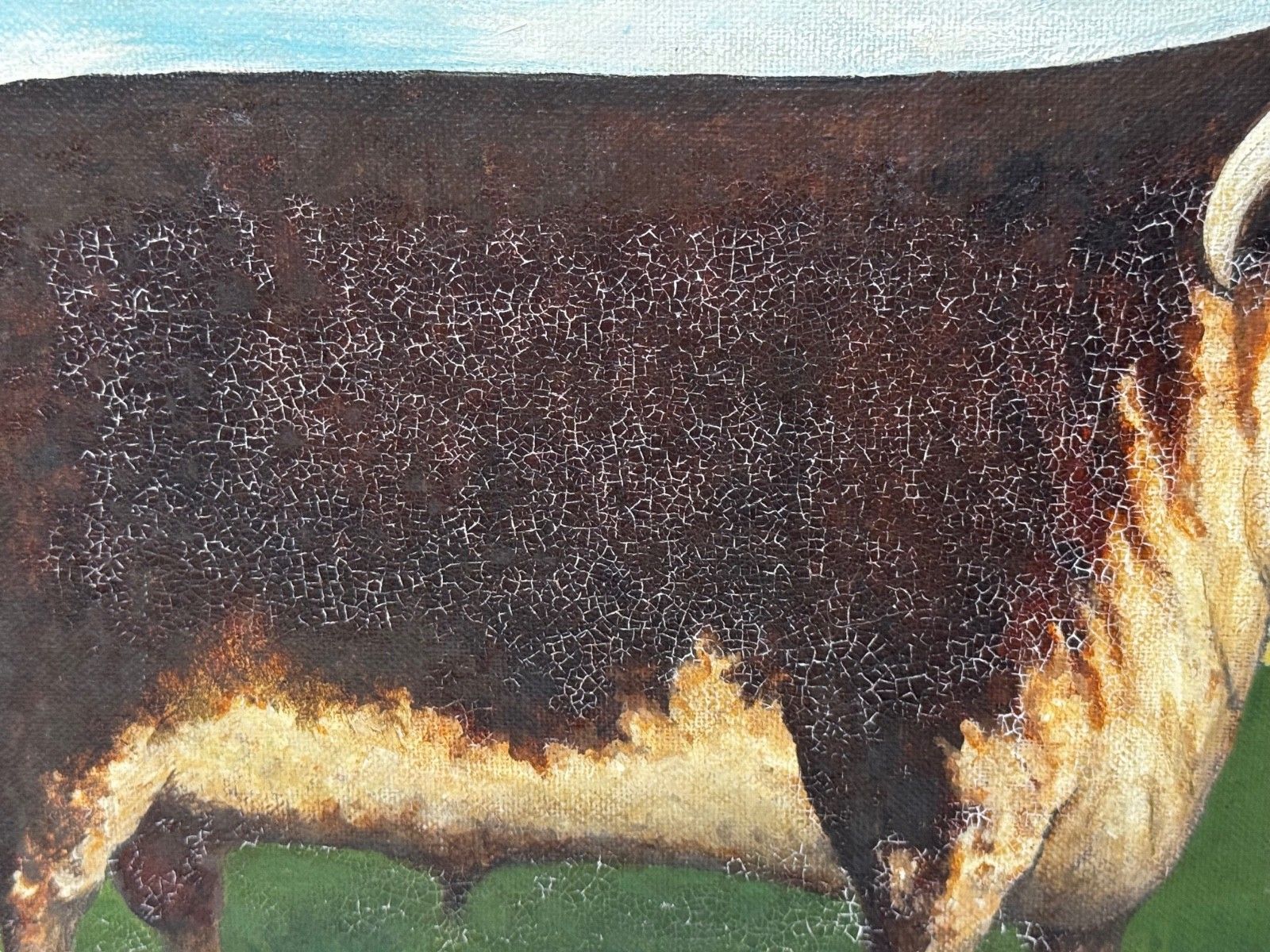 Olieverfschilderij Bekroonde Hereford Stier Pastoraal Landschap in de Stijl van William Henry Davis photo vintage