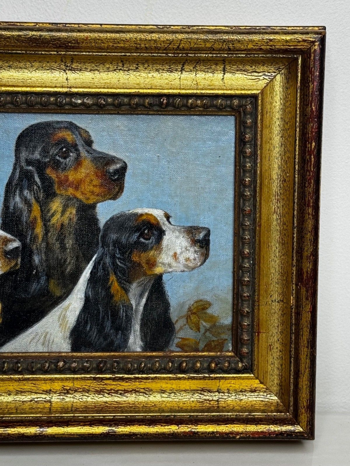 Mid Century dierenschilderij in olieverf, The Faithful Companions, trio van cocker spaniëls, in de stijl van Maud Alice Earl photo 4850.0