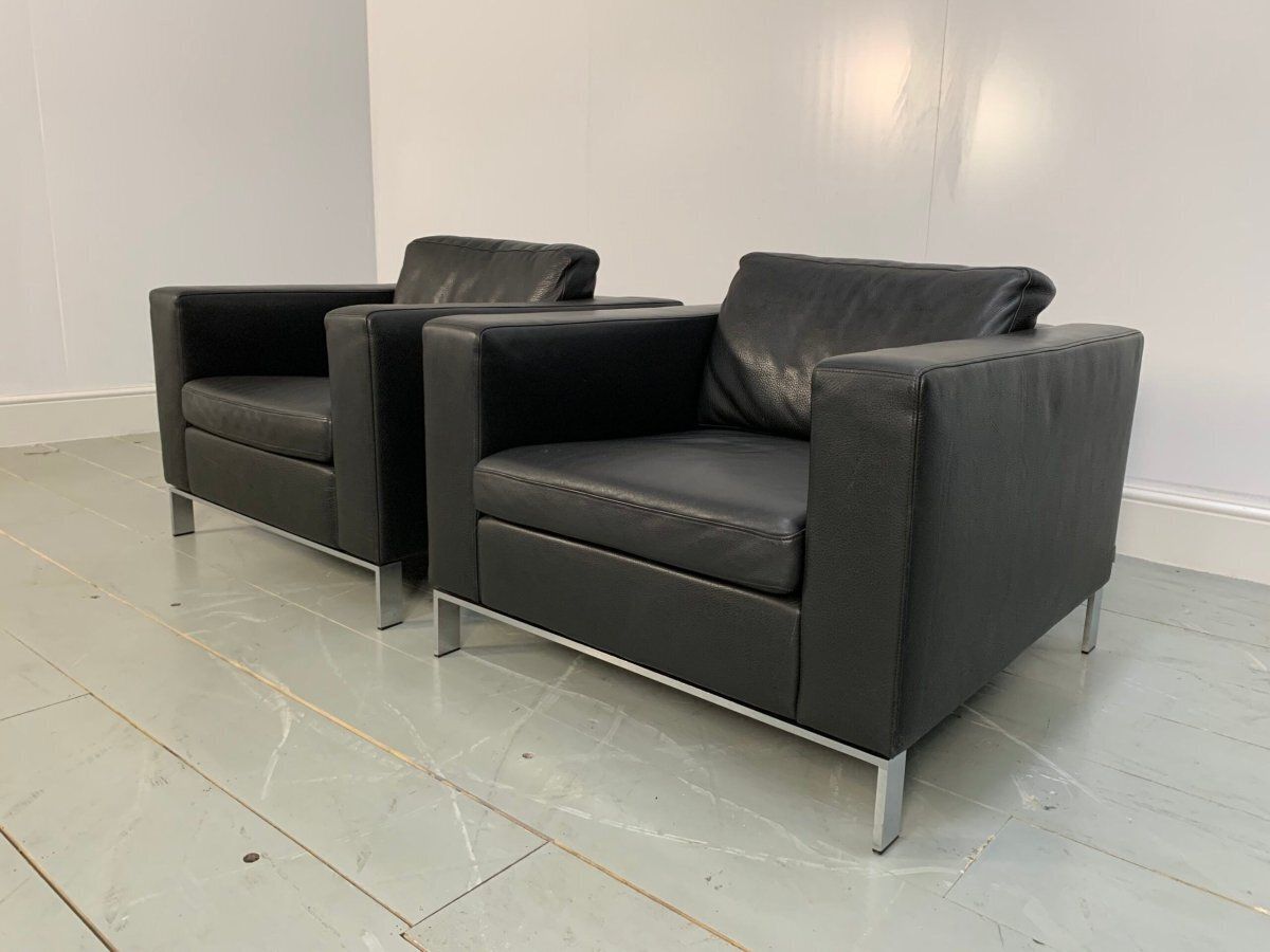 Walter Knoll Foster 503.10 Armchairs In Black Leather, Set Of 2 photo Furniture