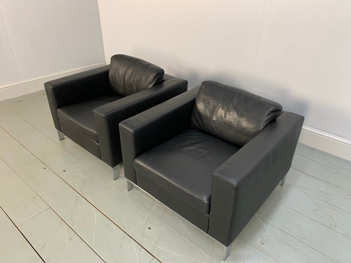 Walter Knoll Foster 503.10 Armchairs In Black Leather, Set Of 2 photo 3795.0