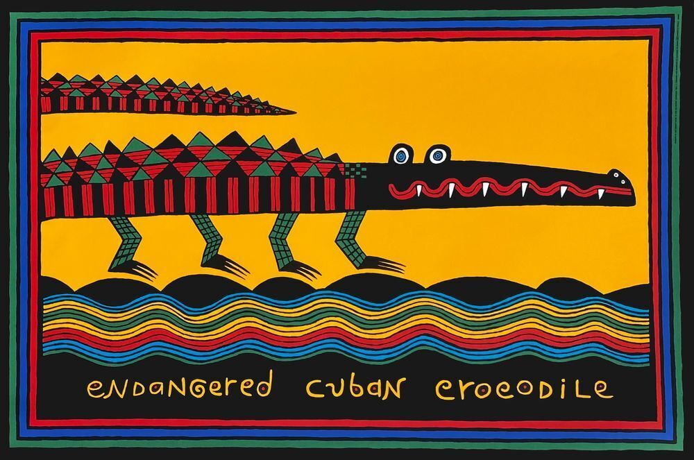 Sérigraphie Judy Kensley McKie, Endangered Cuban Crocodile, 1990