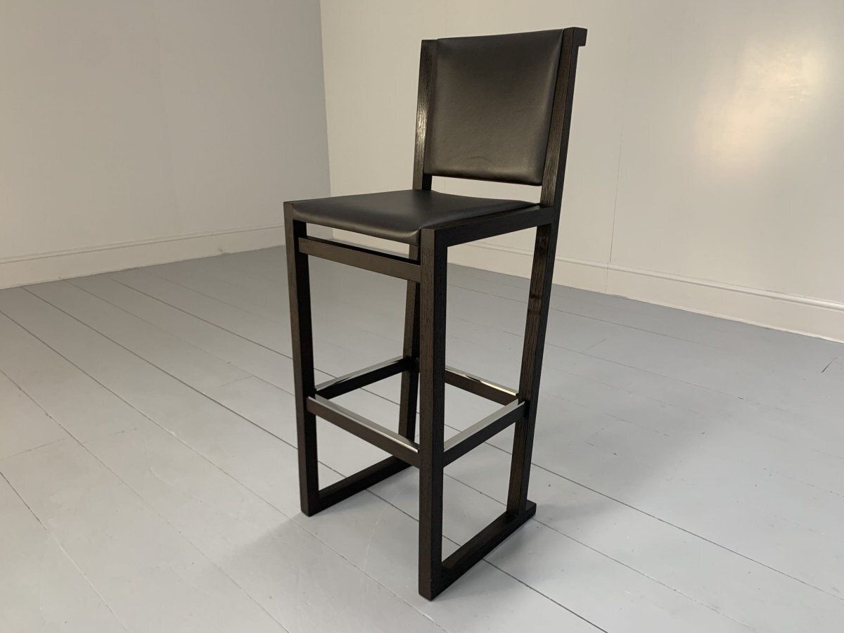 4 B&B Italia Musa Sm46g Tall Bar Stool Chairs   In Dark Grey Kasia Leather, Set Of 4 photo buy