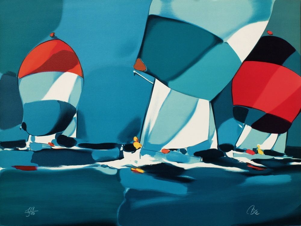 Michel Bez Gesigneerde Lithografie Regatta 1985