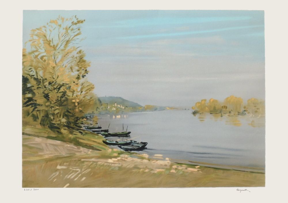 Lithographie signée Jacques Coquillay, Le Port de Gennes, 1992