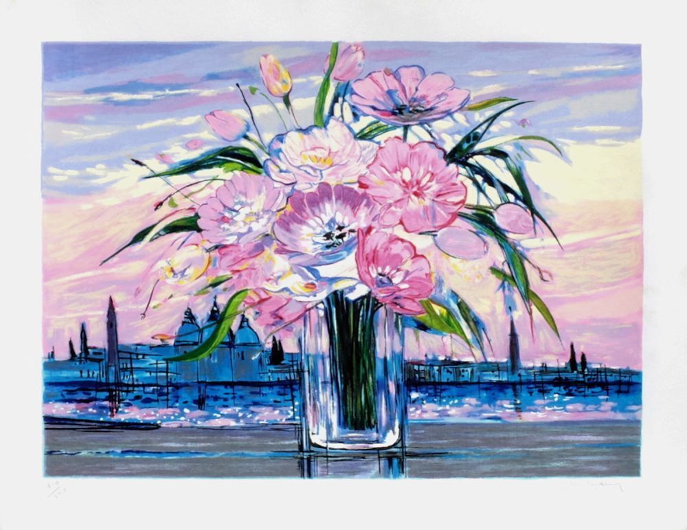 Sérigraphie signée Michel Henry, Fenêtre Ouverte Sur Venise, 1999