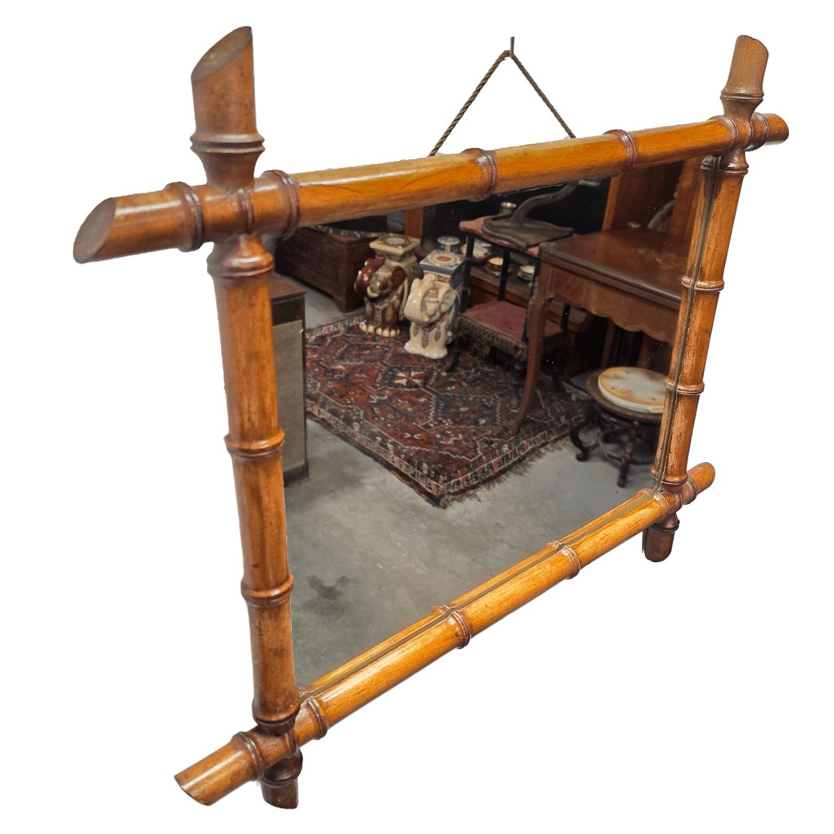 Grand miroir français en faux bambou, première moitié du XXe siècle photo furniture