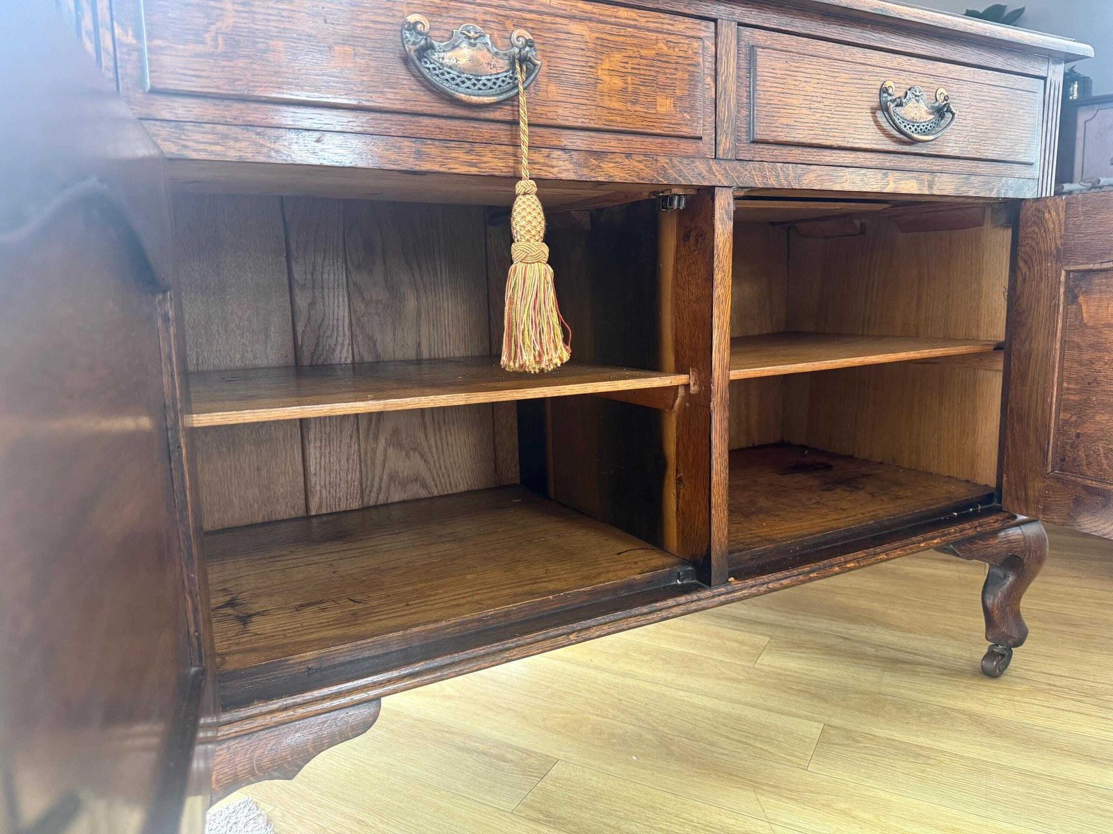 Antique Oak Sideboard Cabinet | Victorian Style Buffet | Solid Oak Storage Cupboard | Hallway, Bathroom Vanity photo vinterior